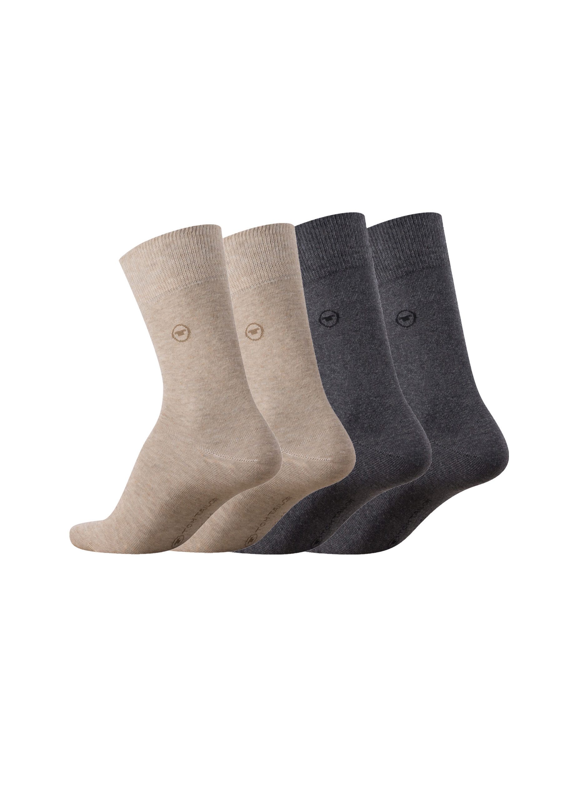 TOM TAILOR Socken Tom Tailor Herren Socken 4er Pack uni basic beige, anthrazit Tom Tailor Herren Socken 4er Pack uni basic beige, anthrazit