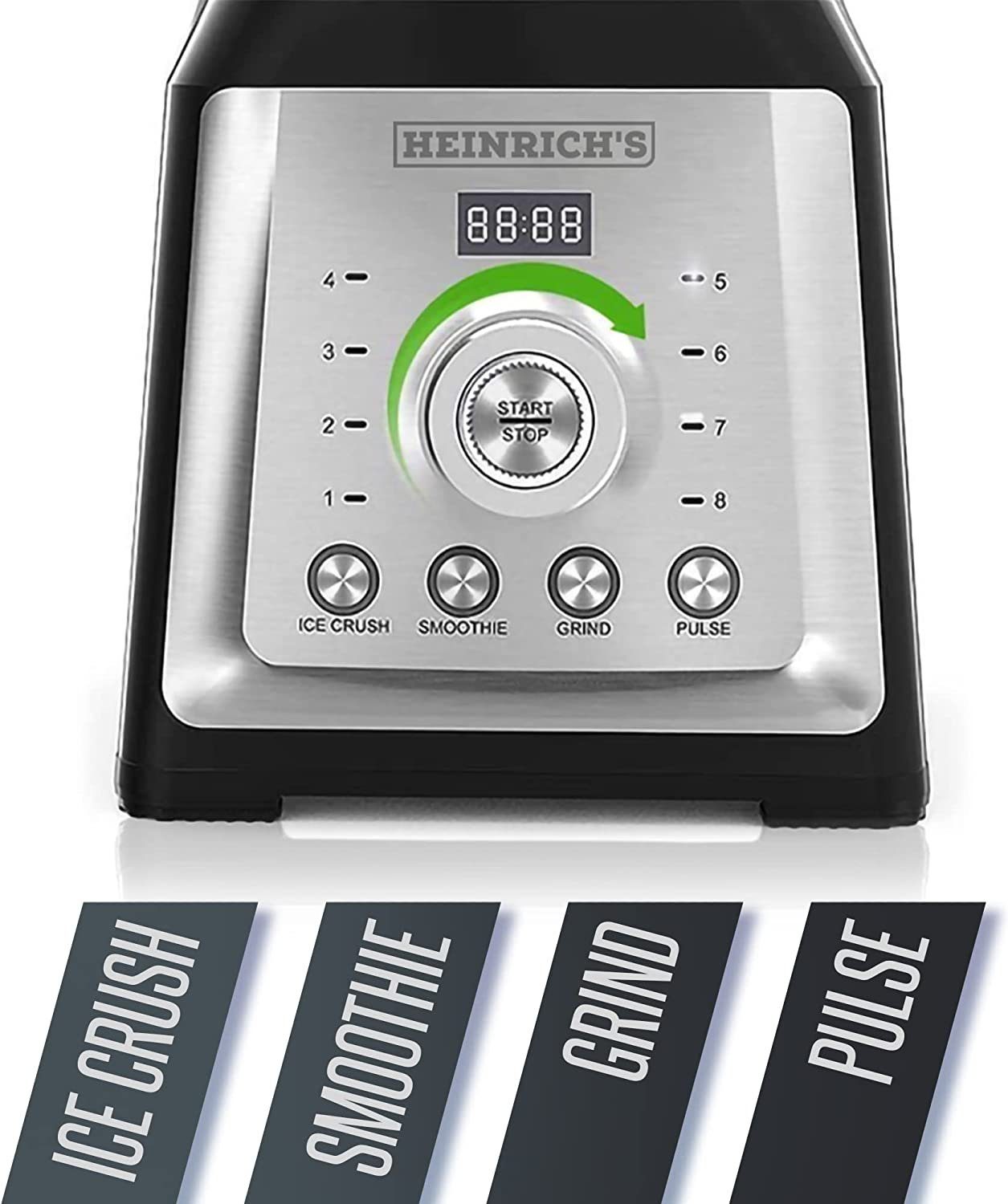 Heinrich´s Standmixer ‎HPM 8160, 2000 W, 32000 U/Min, 8 Stufen, Mixer, Ice-Crusher, Smoothie Maker