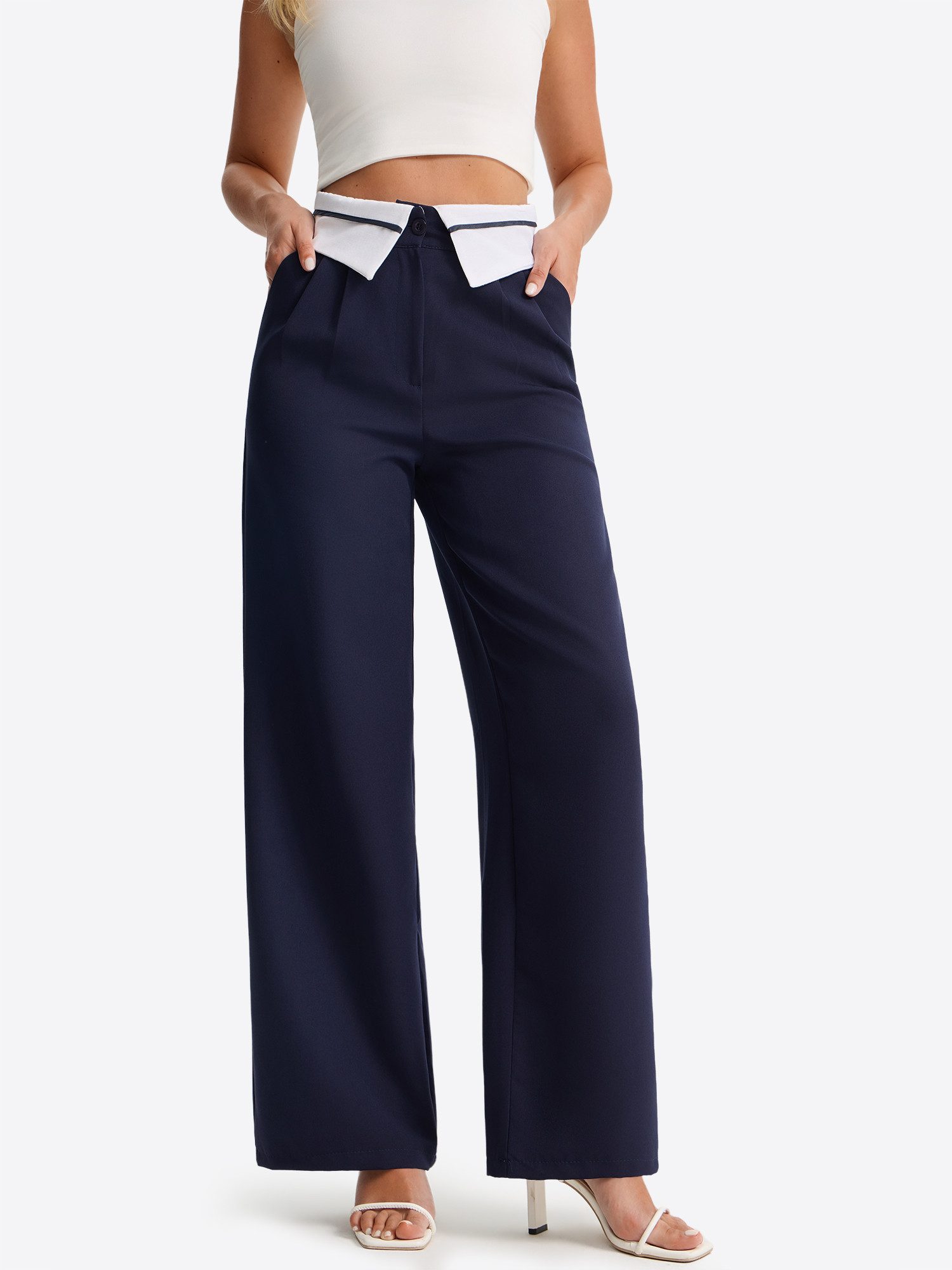 Imily Bela Anzughose Damen Hochgeschnittene Weite Hose (Packung, 1-tlg., 1per-Pack) Hoch
