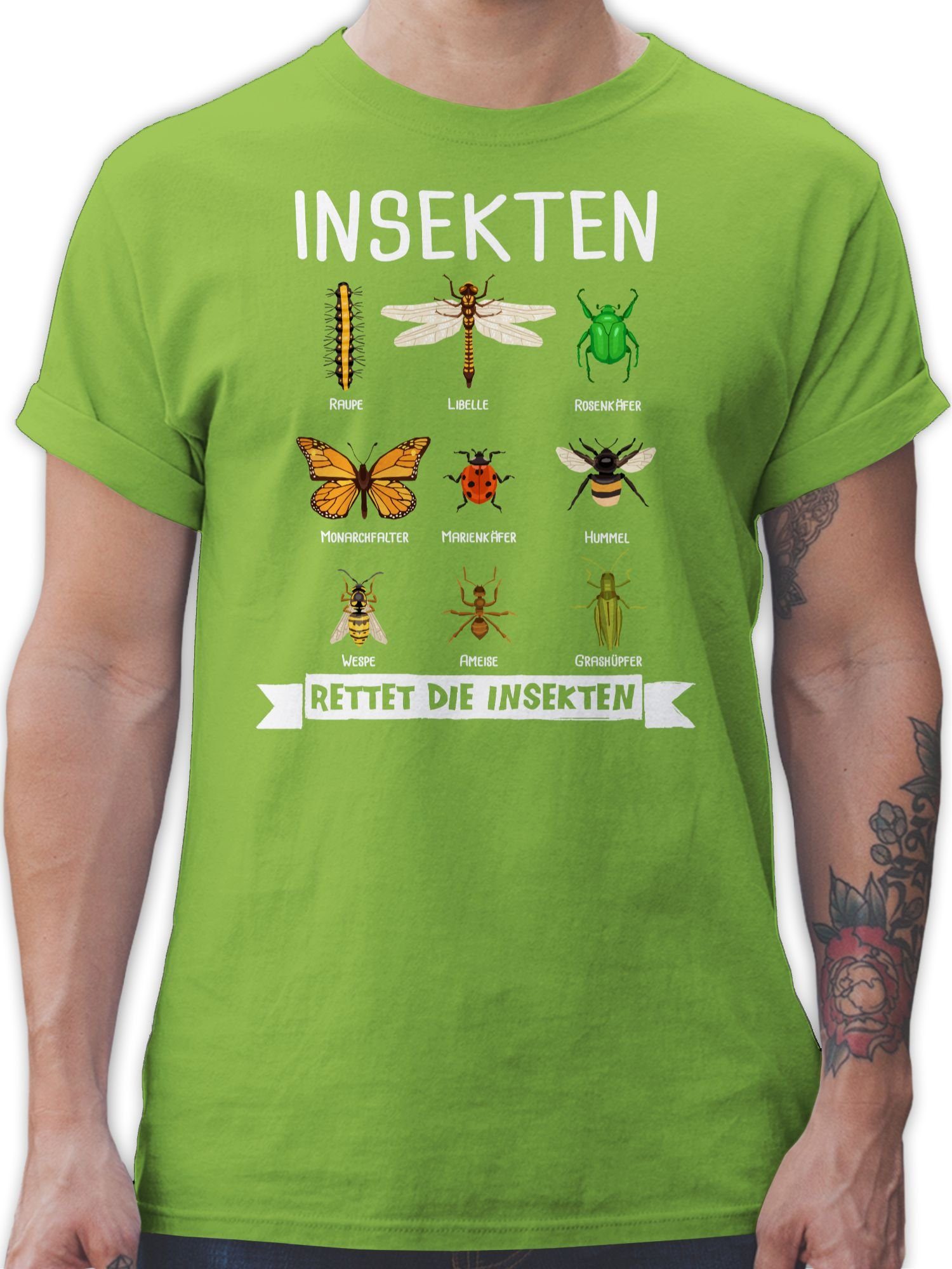 Shirtracer T-Shirt Rettet die Insekten Tiere Zubehör 03 Hellgrün