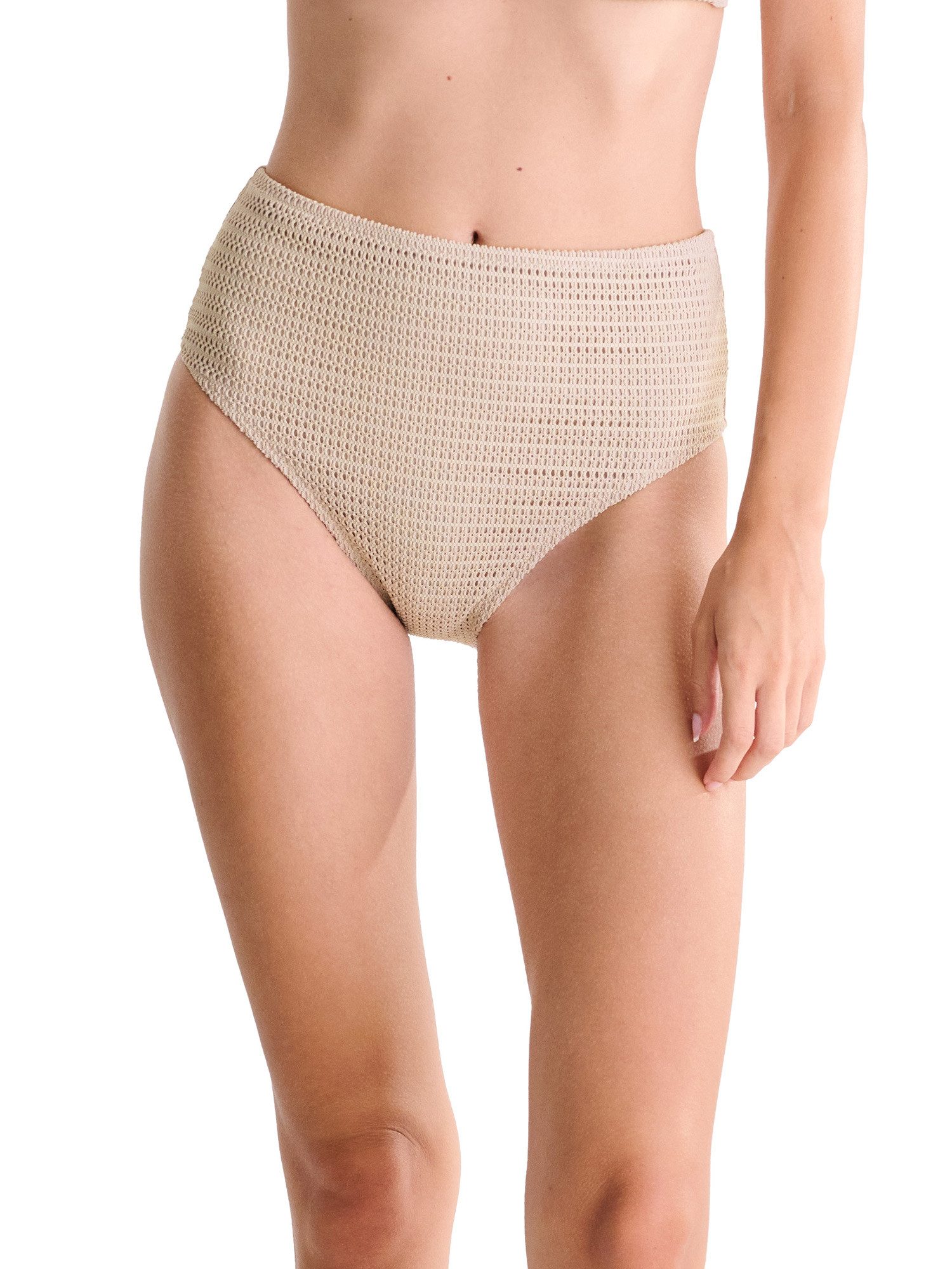 Lisca Bikini-Hose Bikini-Slip high-waist Calvi (Stück, 1-St) taillenhohe Schnittform, Stickerei Stoff, schnelltrocknendes Material