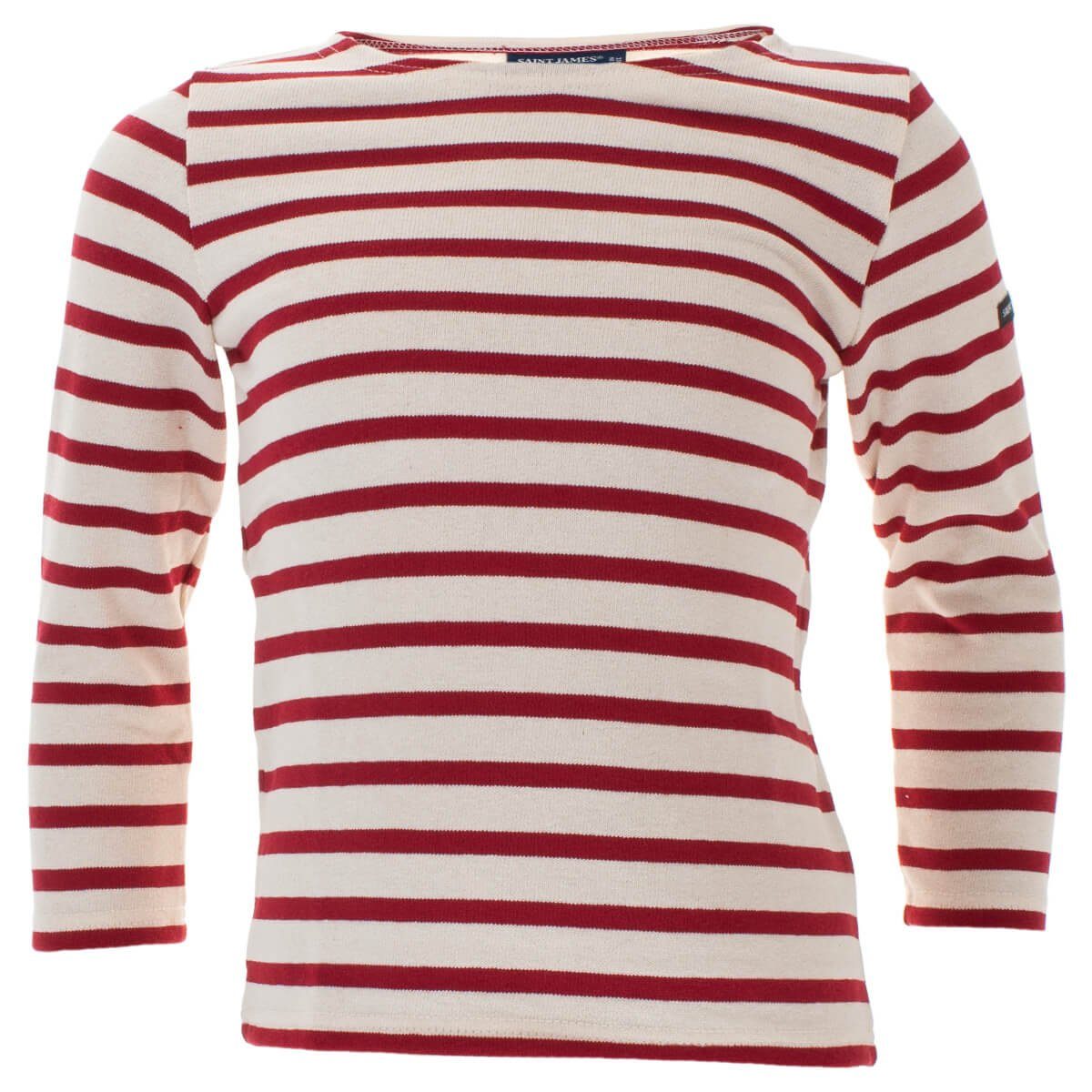 Saint James Langarmshirt 2067 Kinder Unisex Shirt Meridien Modern E mit Streifen aus Baumwolle Beige-Rot(OU)