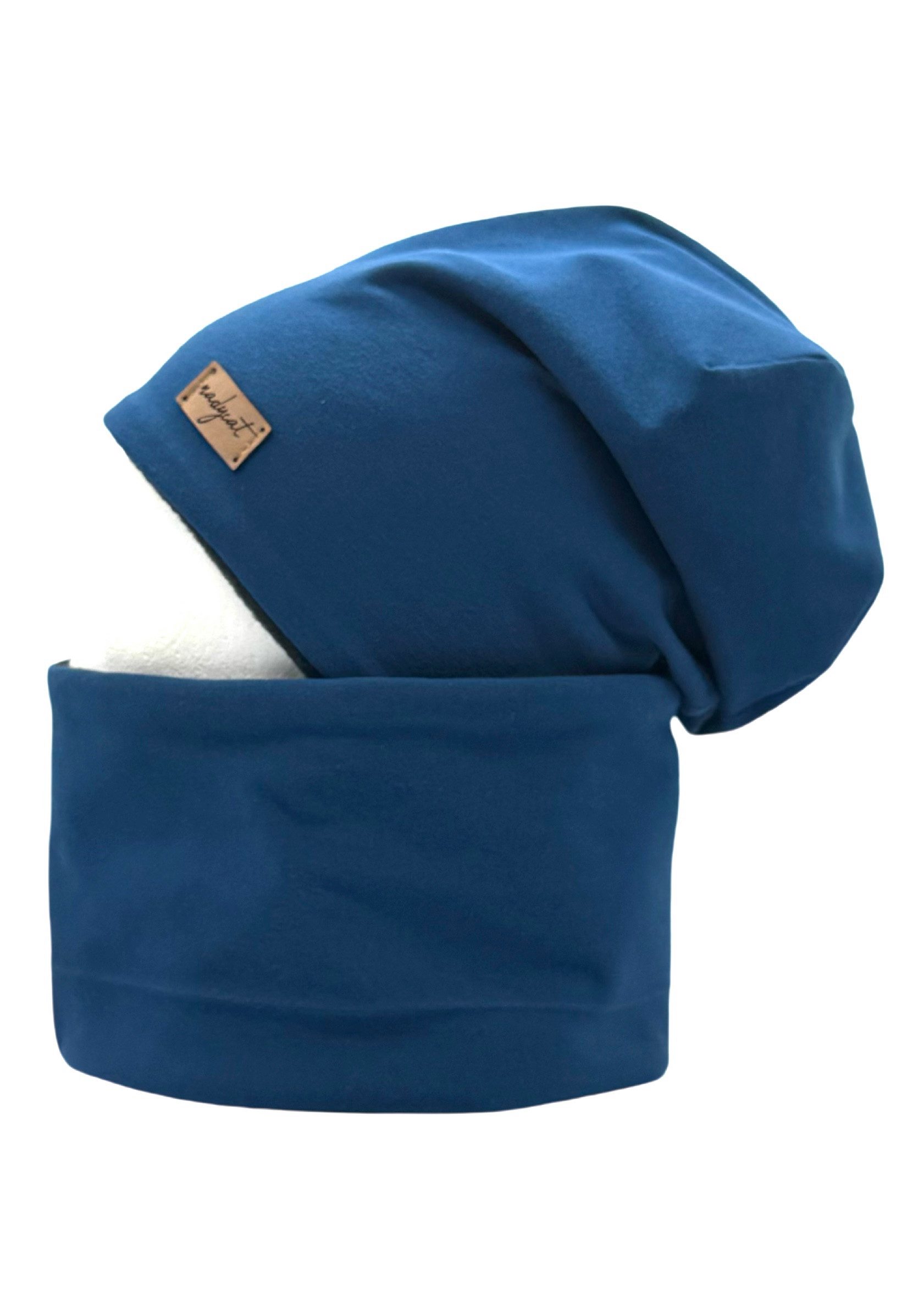 nadycat Beanie BLAU UNI (2-St., Beanie mit passendem Loop) handgefertigt au günstig online kaufen