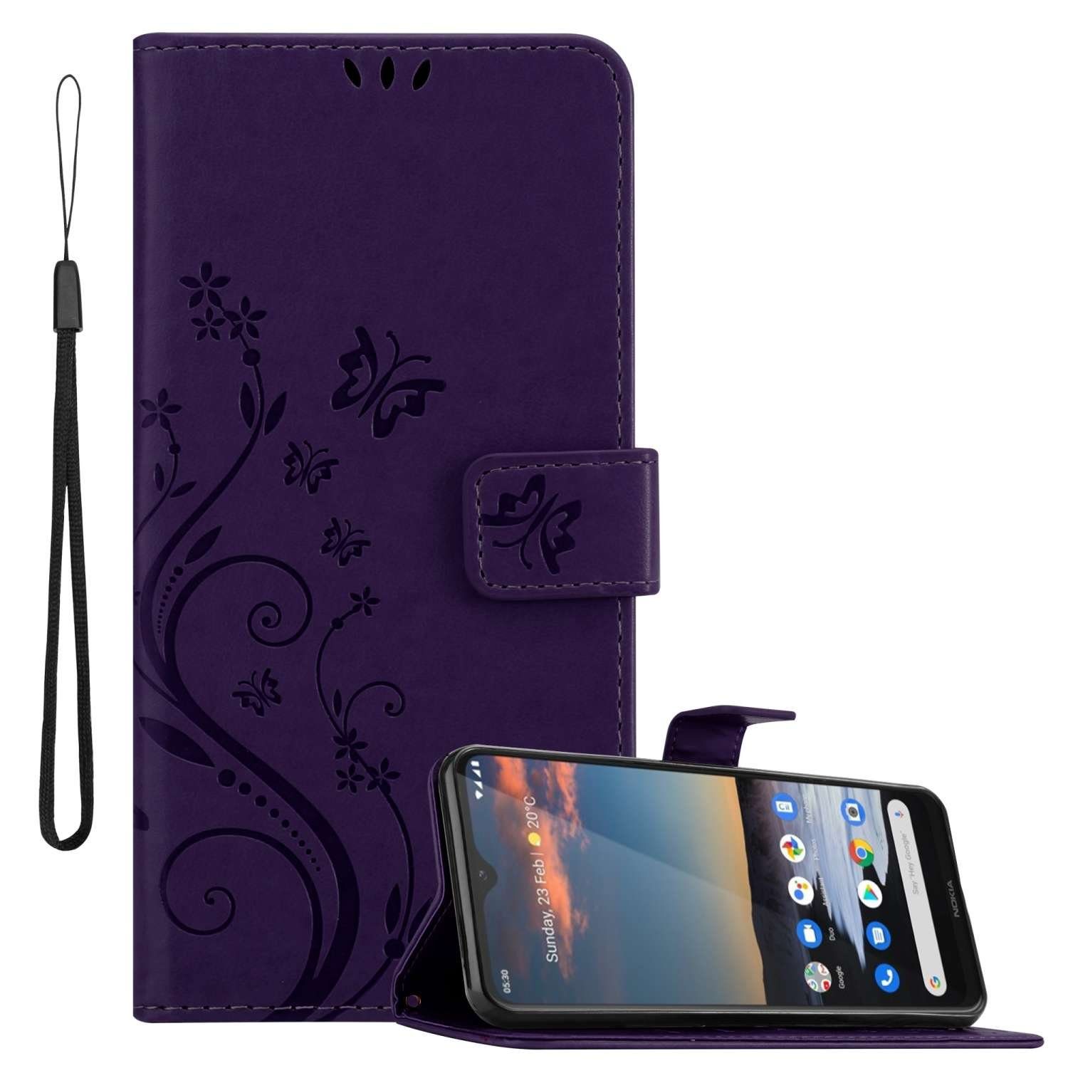 Cadorabo Handyhülle für Nokia 5.3 Hülle Nokia 5,3, Hülle Schutzhülle Blumen Flower mit Standfunktion Kartenfach Magnet