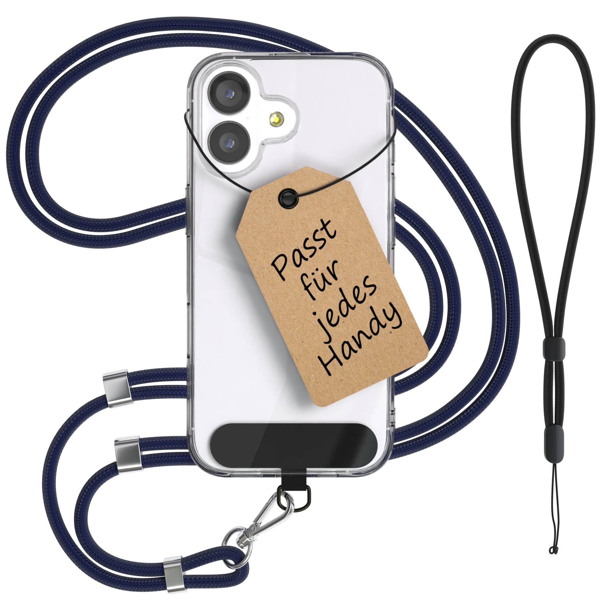 EAZY CASE Handykette Universal Handykette für alle Modelle zum Umhängen, Smartphonekette kombinierbare Handyhülle abnehmbares Band Navy Blau