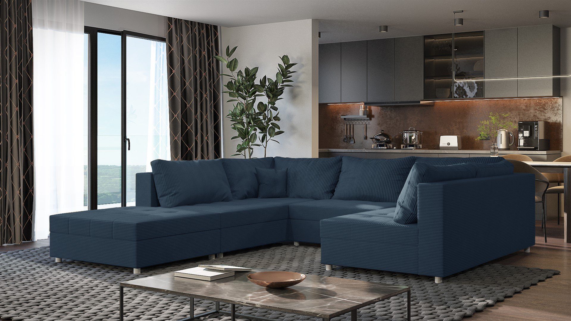 Fun Möbel Wohnlandschaft Sofa U-Form ANDRO, günstig online kaufen