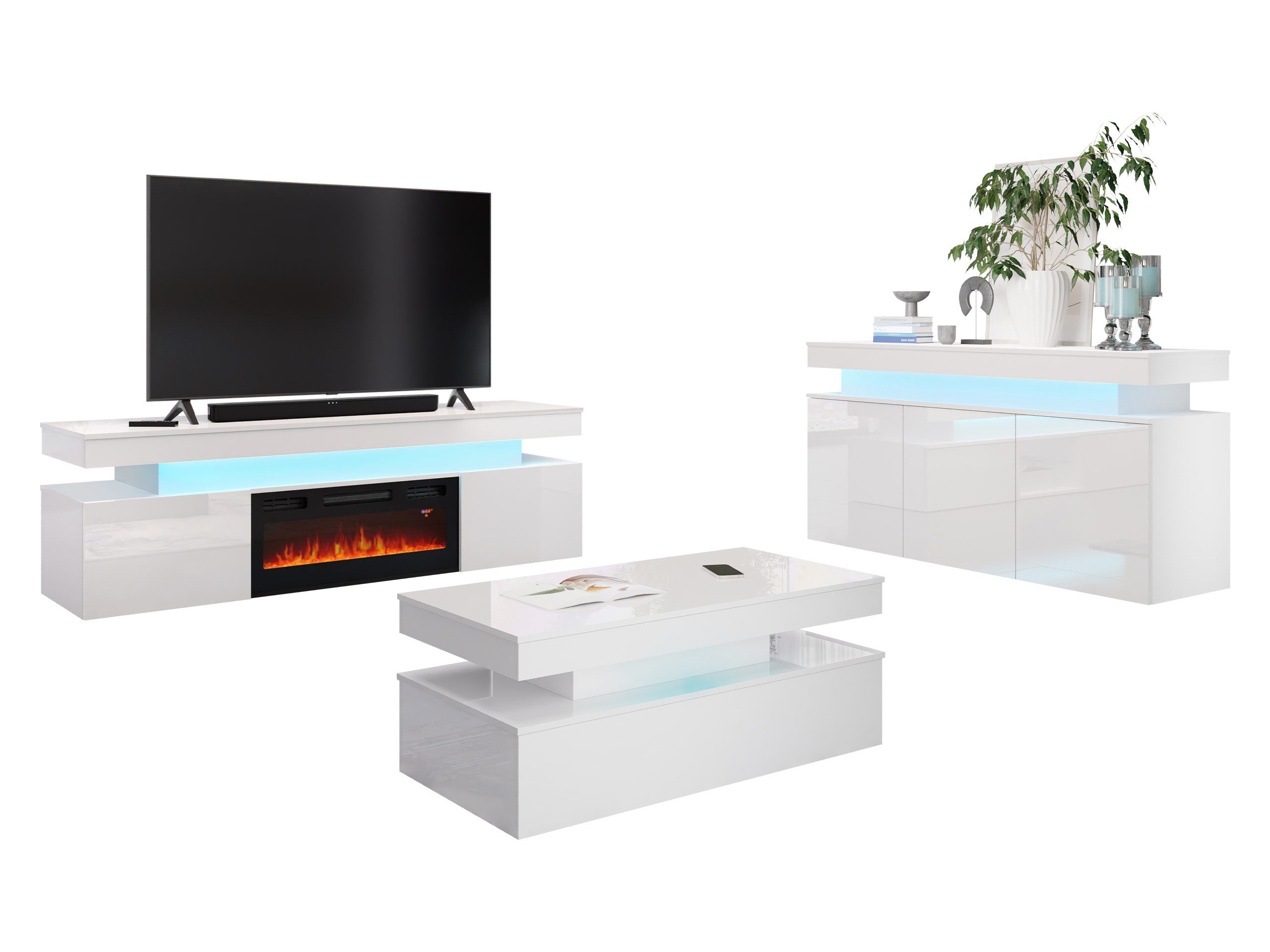 MIRJAN24 Wohnzimmer-Set Glossa II, (3er-Set, Kommode, günstig online kaufen