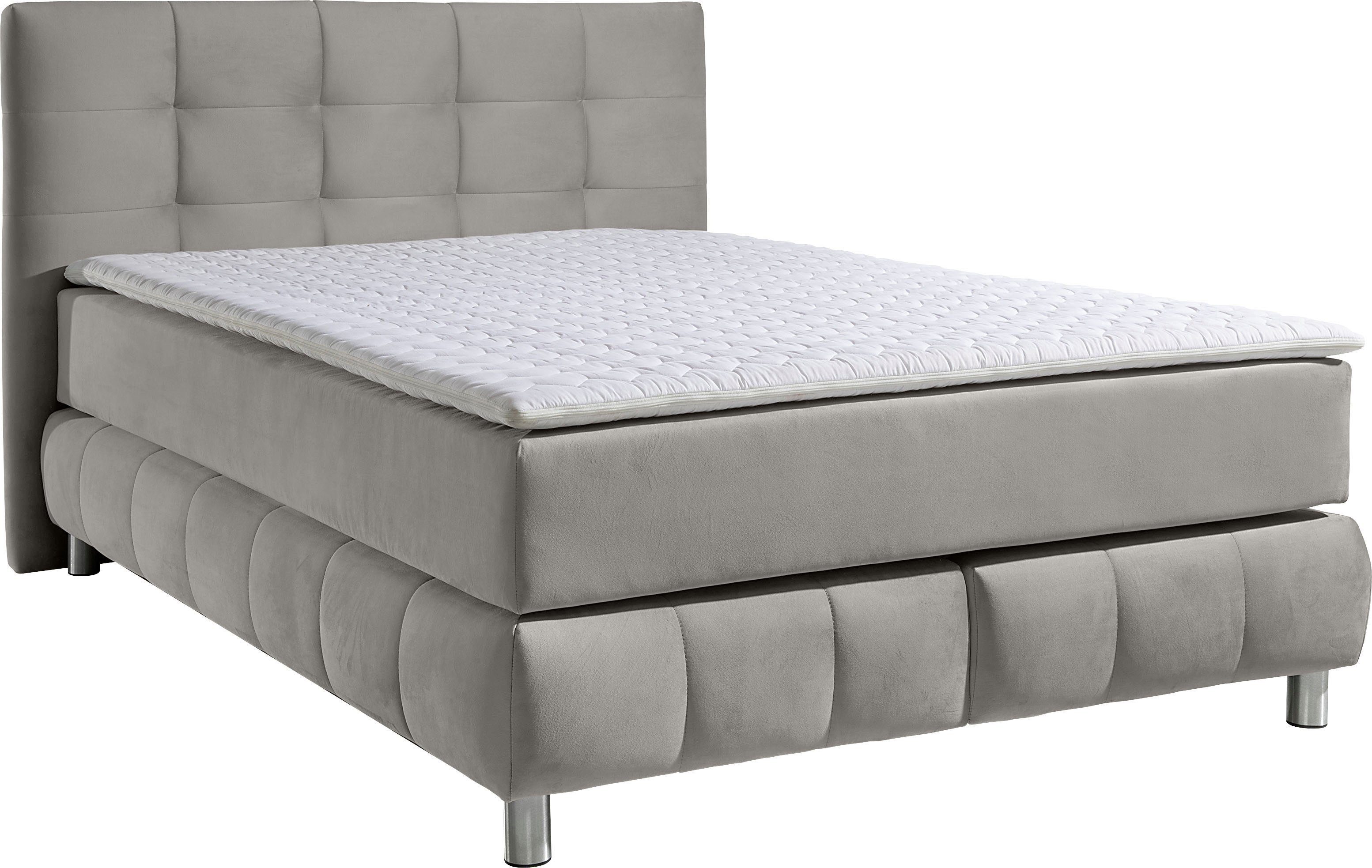 Home affaire Boxspringbett Salo XXL, in Samtoptik oder Struktur, 6 Breiten in Überlänge 220cm, 4 Härtegrade