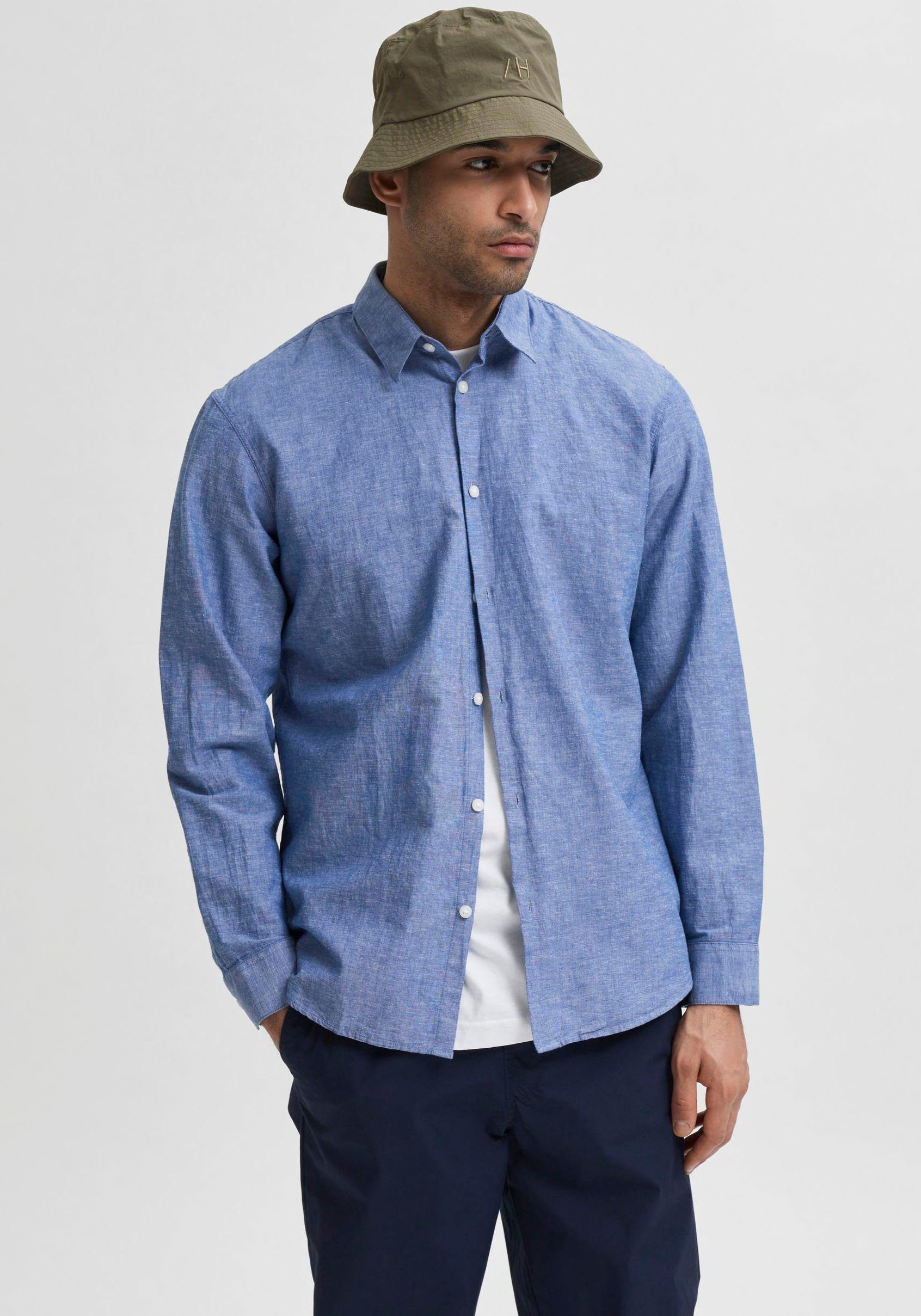 SELECTED HOMME Leinenhemd NEW-LINEN SHIRT unifarben