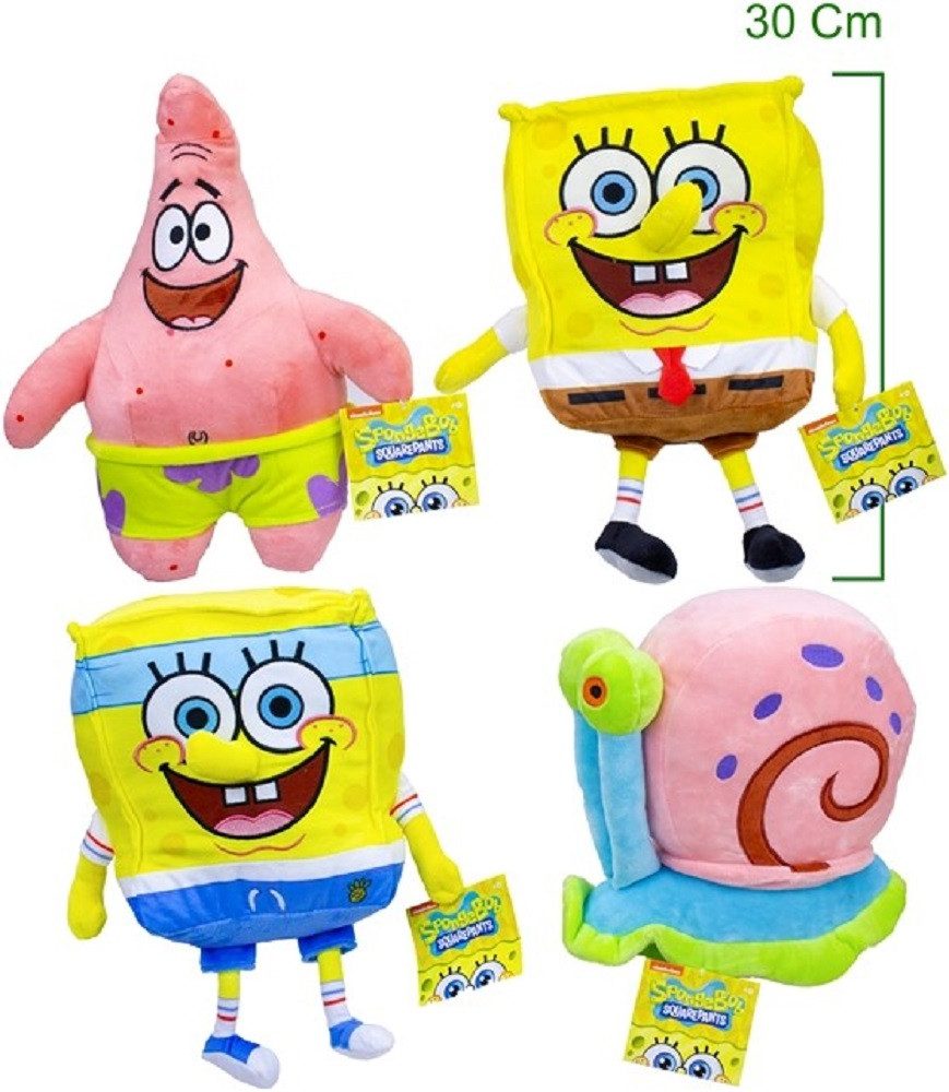 Nickelodeon Kuscheltier SpongeBob Kuscheltier 33 cm blau – weiches Plüschtier für Kinder (Set, 1-St., Geschenk-Set), SpongeBob Kuscheltier blau 33 cm – weiches Plüschtier für Fans