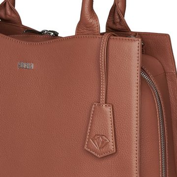 SOCHA Laptoptasche Diamond Cognac 14, Leder Businesstasche Damen - 14 Zoll - Vollausstattung - Schultergurt - herausnehmbares laptopfach