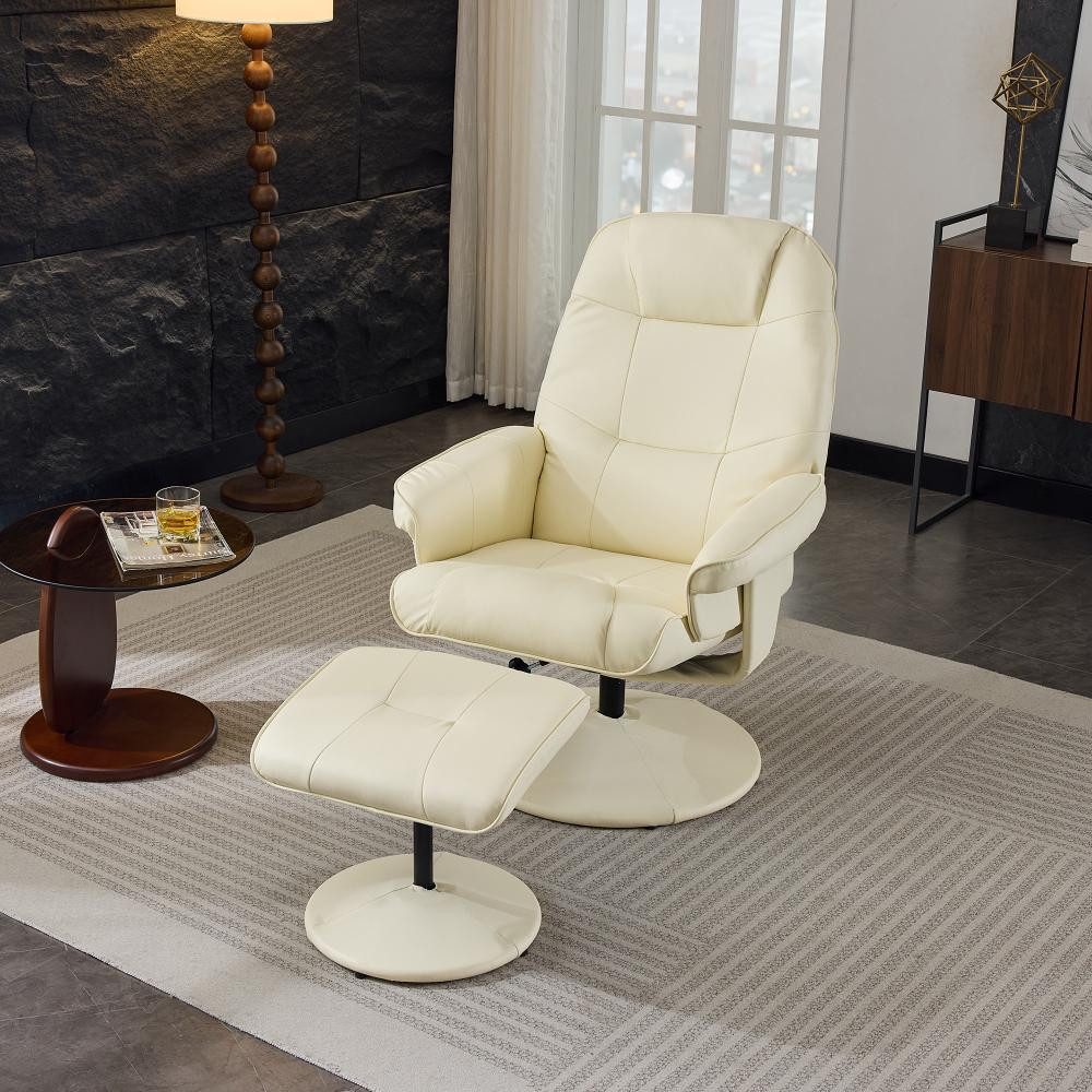 BBWL Massagesessel Massagesessel mit 5-Punkt-Massage, Sitzheizung und Liegefunktion (Kunstleder,mit 360° Drehung, Hocker & Fernbedienungstasche,einfache Montage in 30 Min)