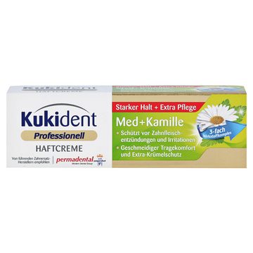 Kukident Zahnpflege-Set Haftcreme Med+Kamille Zahnreiniger (6 x 40 g), Spar-Pack, 6-tlg., Starker Halt & Extra Pflege