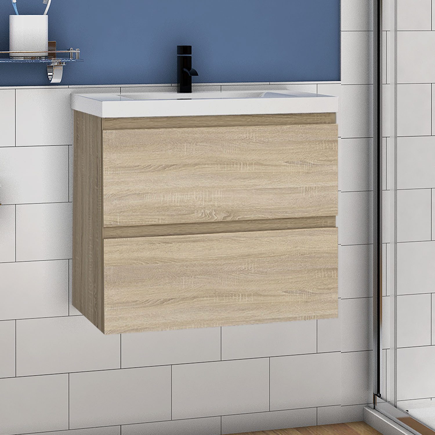 duschspa Waschtisch Badmöbel Set Waschbecken mit Unterschrank MDF, Beite 50/60/80/100 cm