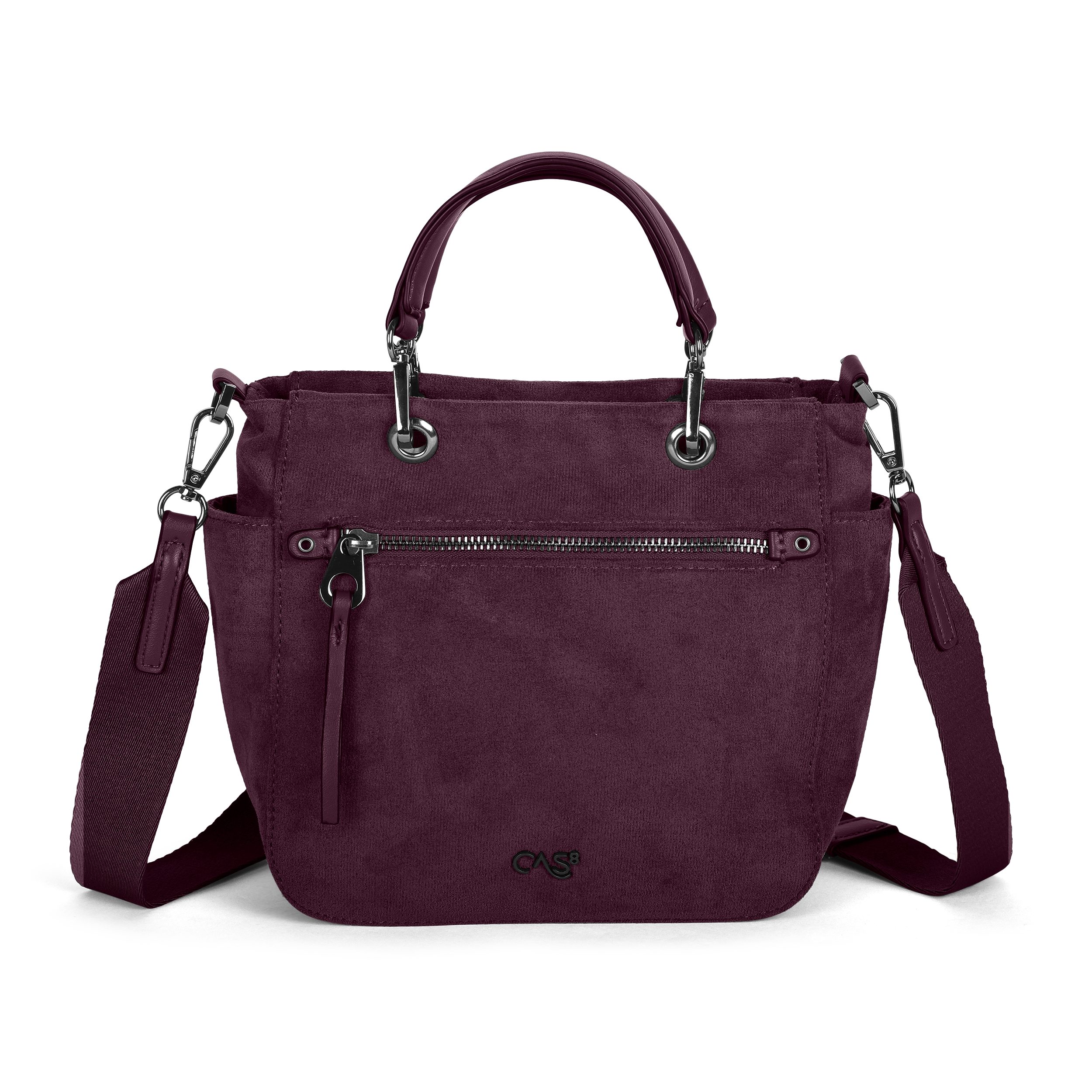 Cas8 Umhängetasche Cas8 Rike 33708 A aus veganem Suede mit Henkel und Schultergurt