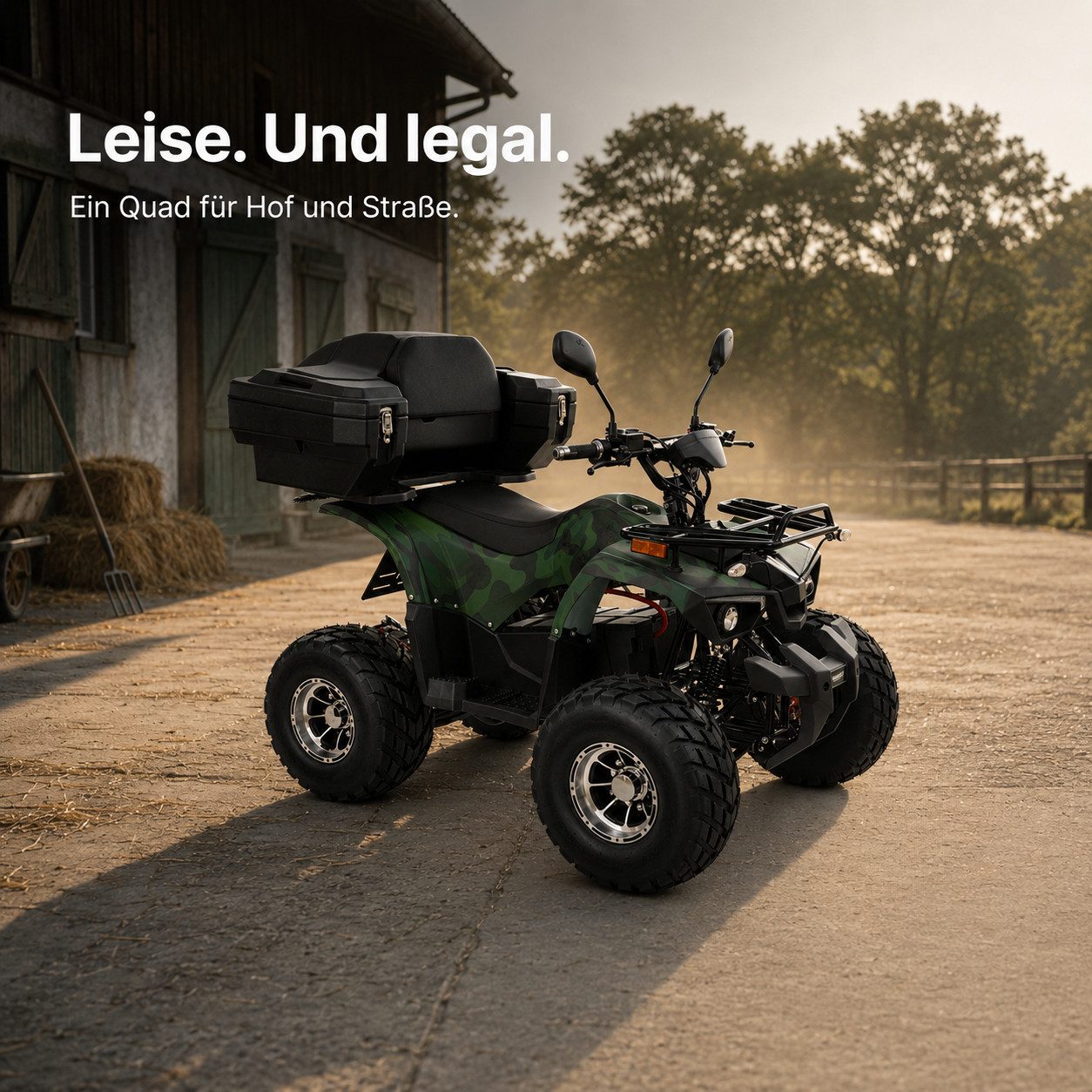 Hecht E-Quad 56199 mit Straßenzulassung, 1200 W, 45 km/h, Anhängerkupplung & Koffer, 72V/20Ah Akku