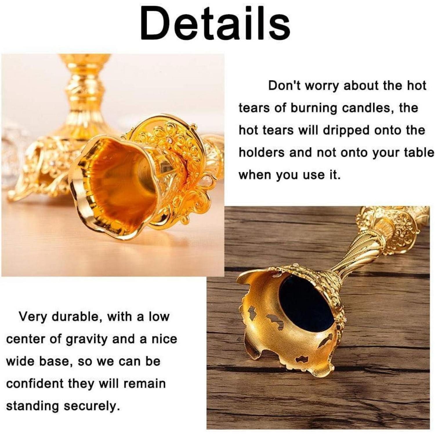 LuxusKollektion Kerzenleuchter 2er Set Kerzenständer Kerzenhalter Gold Metall Vintage Deko Tischdeko (1 St) – Bild 5 von 5