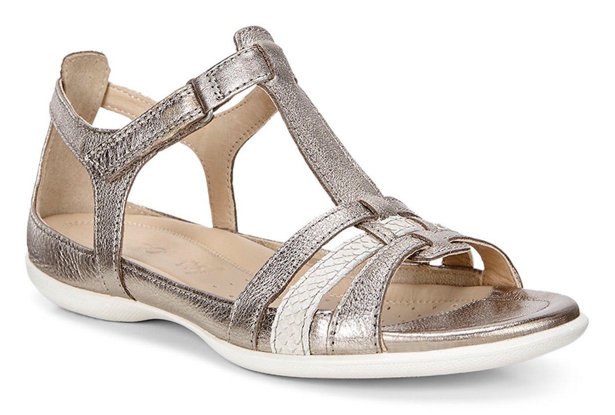 Ecco FLASH goldfarben-hellbeige Metallic-Look im Riemchensandale