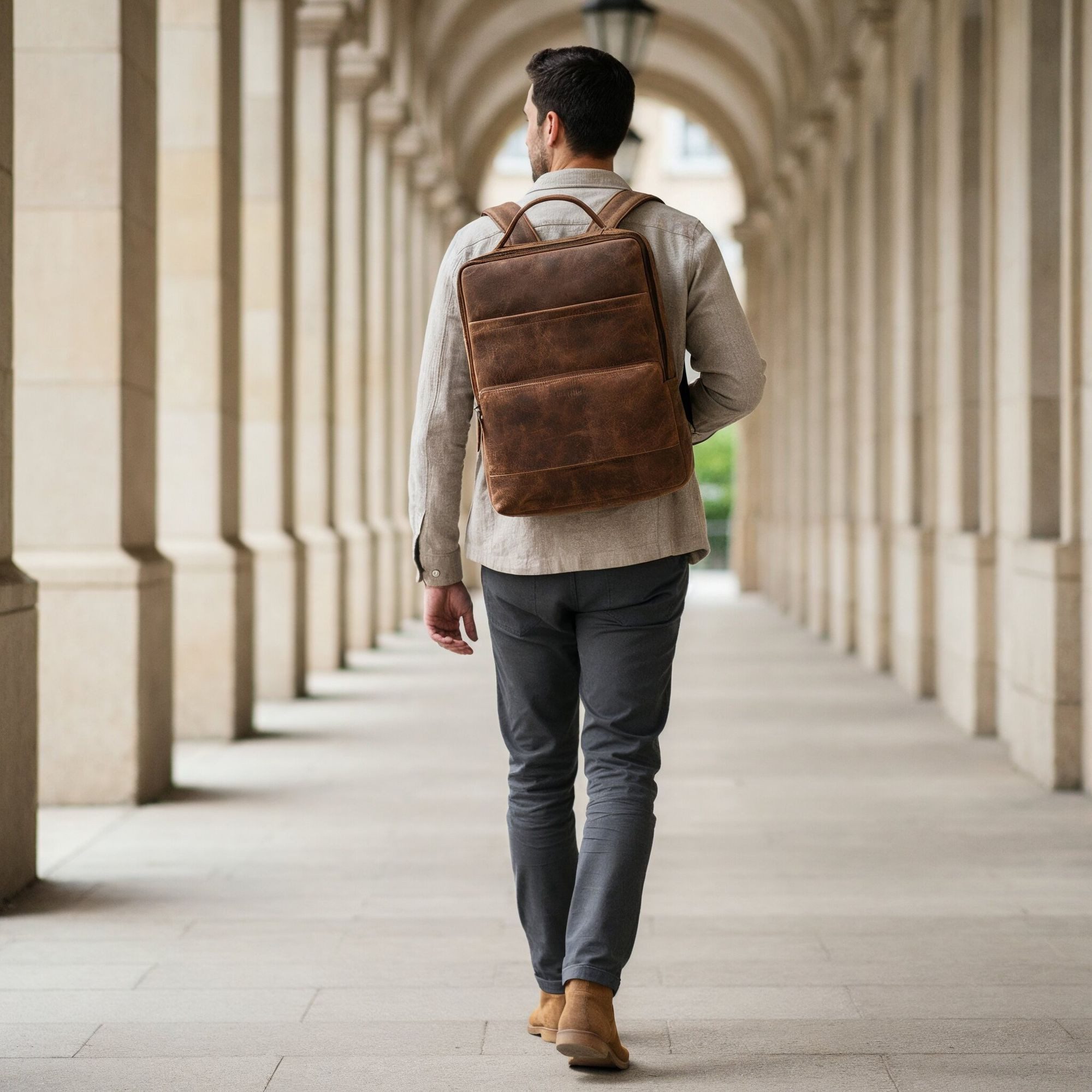 STILORD Notebook-Rucksack "Henning" Großer Lederrucksack Herren mit 16 Zoll Laptopfach