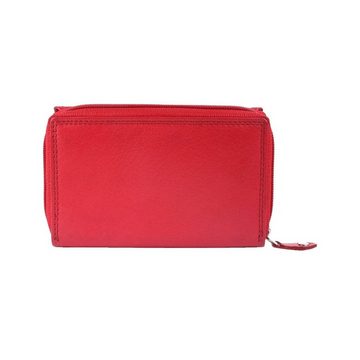 SHG Geldbörse ◊ Damen Lederbörse Portemonnaie Frauen Geldbeutel Leder rot, Münzfach, Kreditkartenfächer, Reißverschluss, RFID Schutz