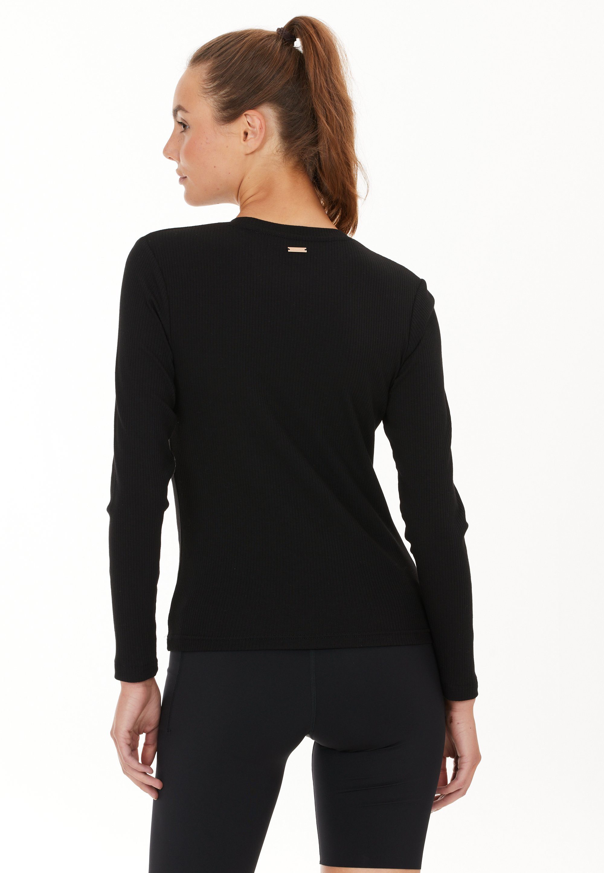 feuchtigkeitsregulierenden mit Eigenschaften und Langarmshirt schwarz 4-Wege-Stretch ATHLECIA (1-tlg) Lankae