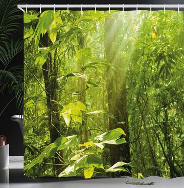 Abakuhaus Duschvorhang Moderner Digitaldruck mit 12 Haken auf Stoff Wasser Resistent Breite 175 cm, Höhe 180 cm, Natur Blatt Zweige Wald