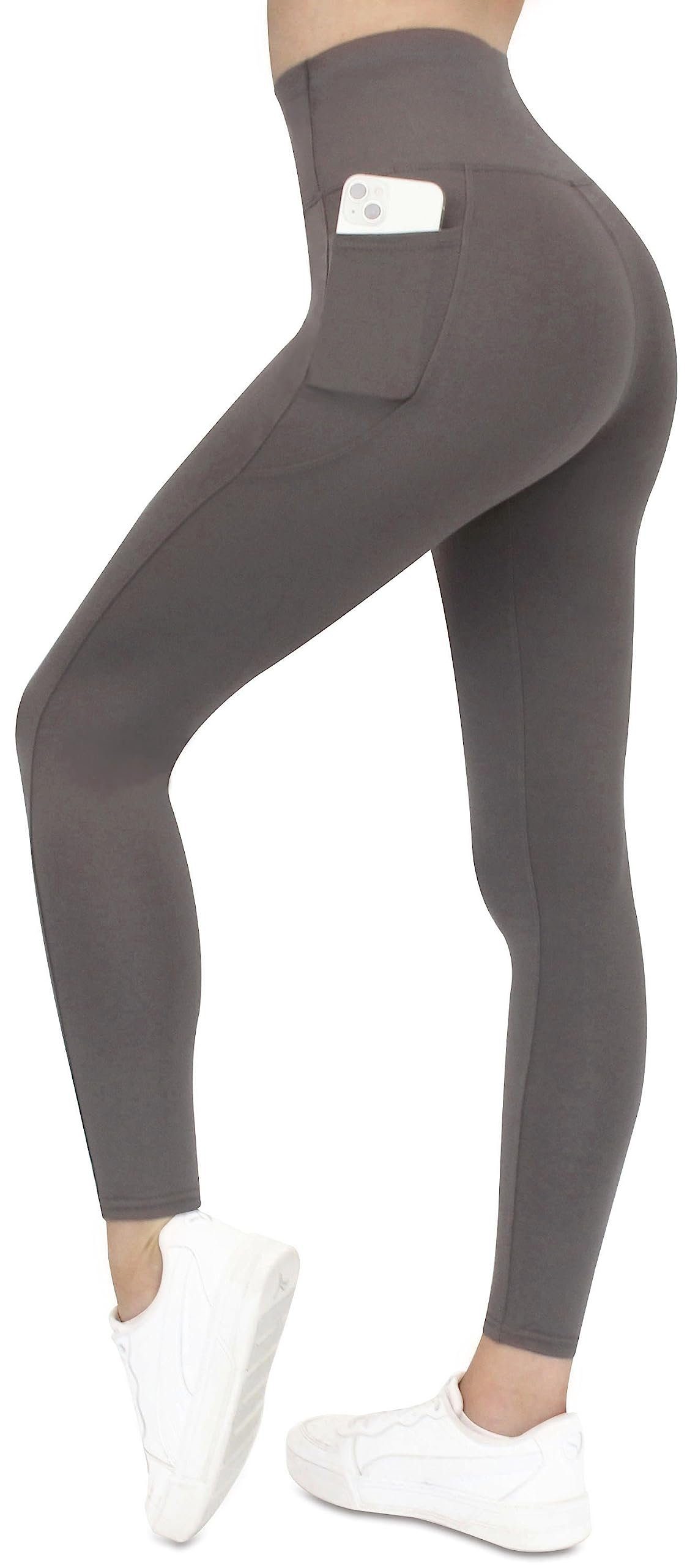 Frentree Leggings mit Taschen für Damen, Lange Sporthose, (High Waist, Yogaleggings in vielen Farben) Laufhose mit hohem Komfort Dunkelgrau