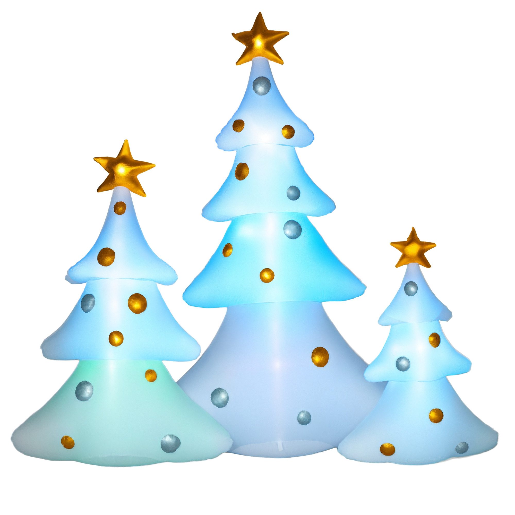 HOMCOM Weihnachtsfigur Weihnachtsdekoration mit LEDs, Wasserdicht für Weihnachtsfeiern (Weihnachtdeko, 3 St., Aufblasbarer Weihnachtsbaum), inkl. Befestigungsmaterial