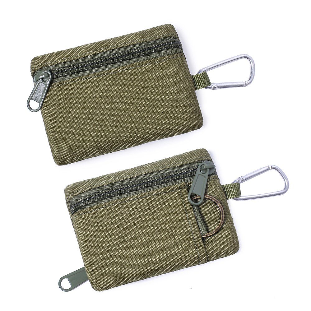 NUODWELL Mini Geldbörse Tactical Molle Pouch mit Karabiner, Outdoor EDC Molle Pouch Wallet Grün