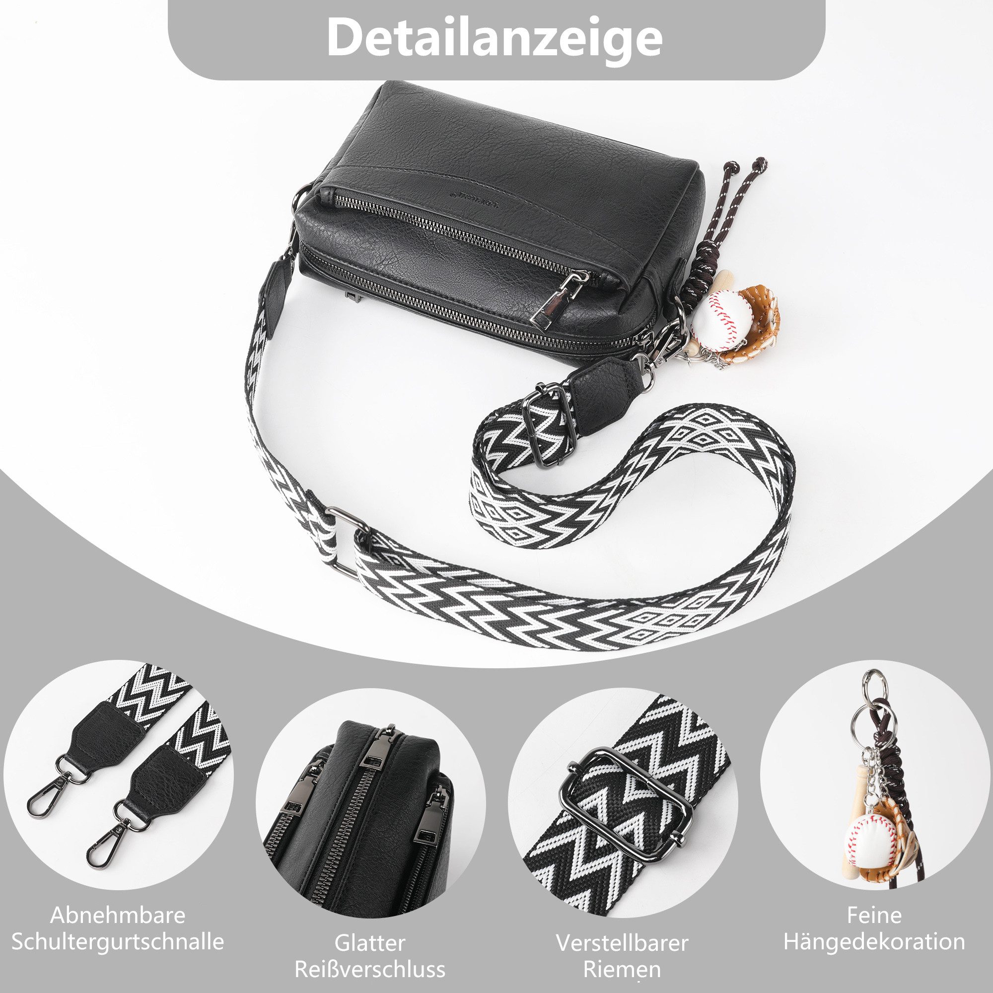 TAN.TOMI Umhängetasche Damen Schultertasche Klein Handtasche Crossbody Bag Henkeltasche (Tasche mit viel Stauraum), Für Pendeln Reise Campus Sport Rucksäcke – Bild 3 von 5