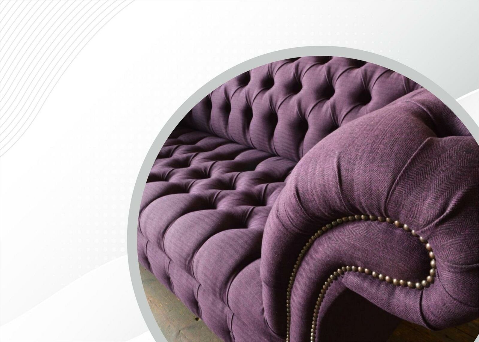 Europe Made Dreisitzer Chesterfield JVmoebel Chesterfield-Sofa Neu, Lila Design in Luxus Wohnzimmermöbel