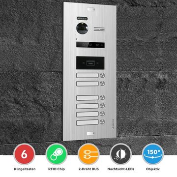 Balter EVO Silber/Weiss 7" WiFi Monitor (App Steuerung) 6 Familienhaus Set Video-Türsprechanlage
