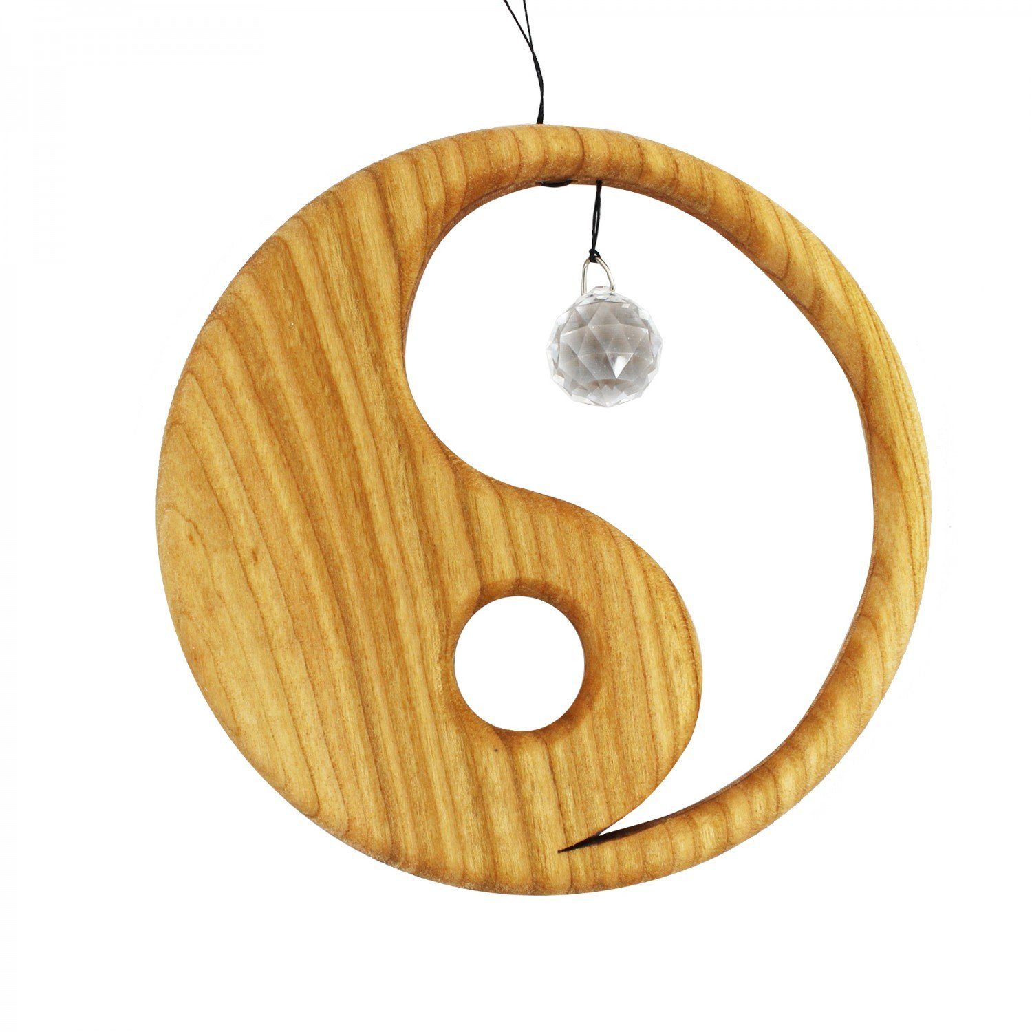 mitienda Fensterdekoration Fensterdeko aus Holz Yin Yang mit Kristall