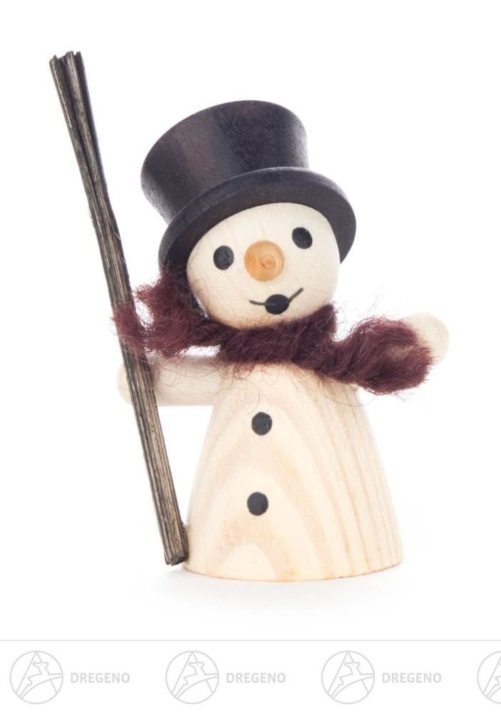 Dregeno Erzgebirge Schneemann Weihnachtliche Miniatur Schneemann natur Breite x Höhe x Tiefe 3 cmx, mit Stab und Zylinder