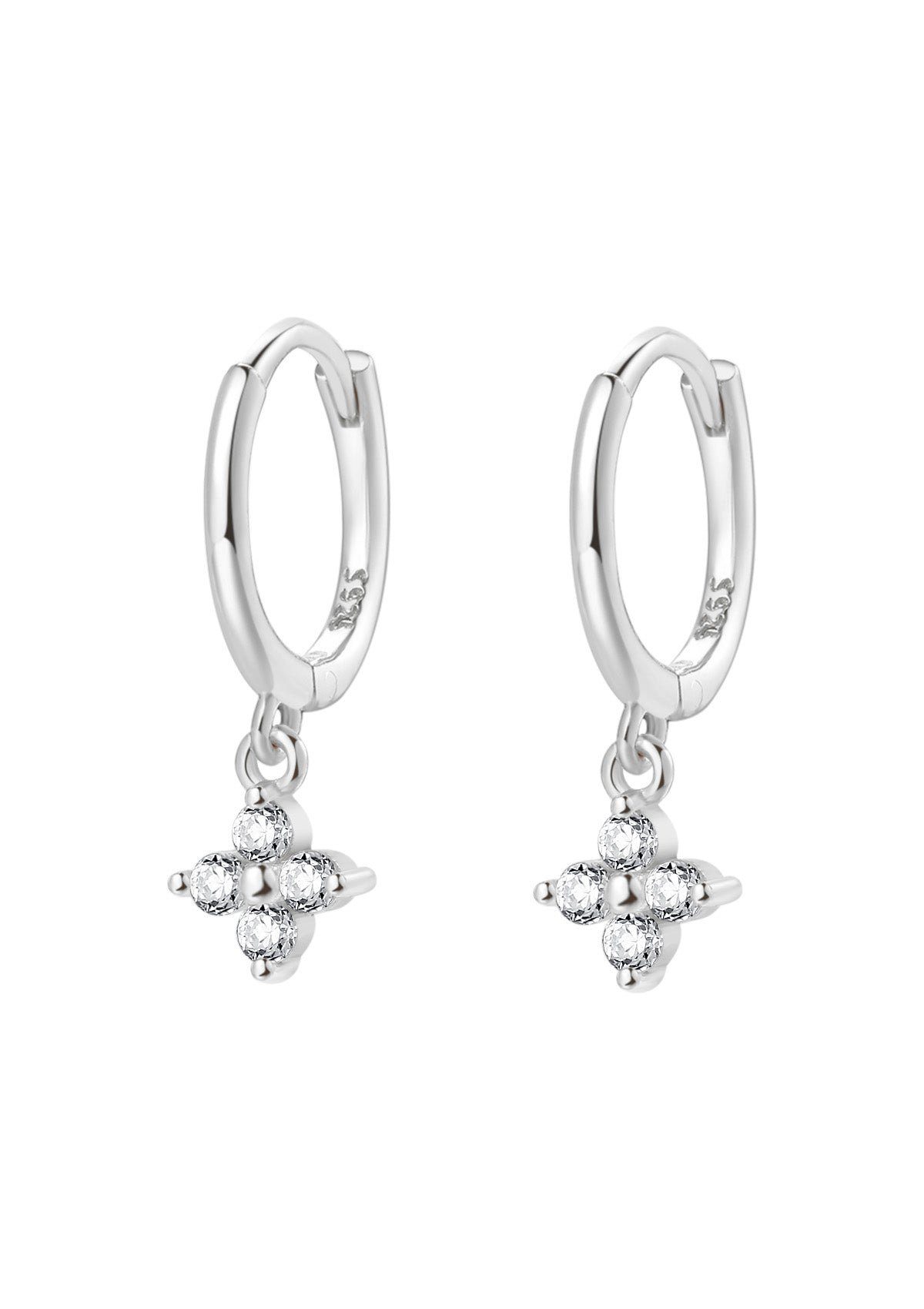 Hey Happiness Paar Creolen Blume Kristall, 18K Vergoldetes 925er Silber, Da günstig online kaufen