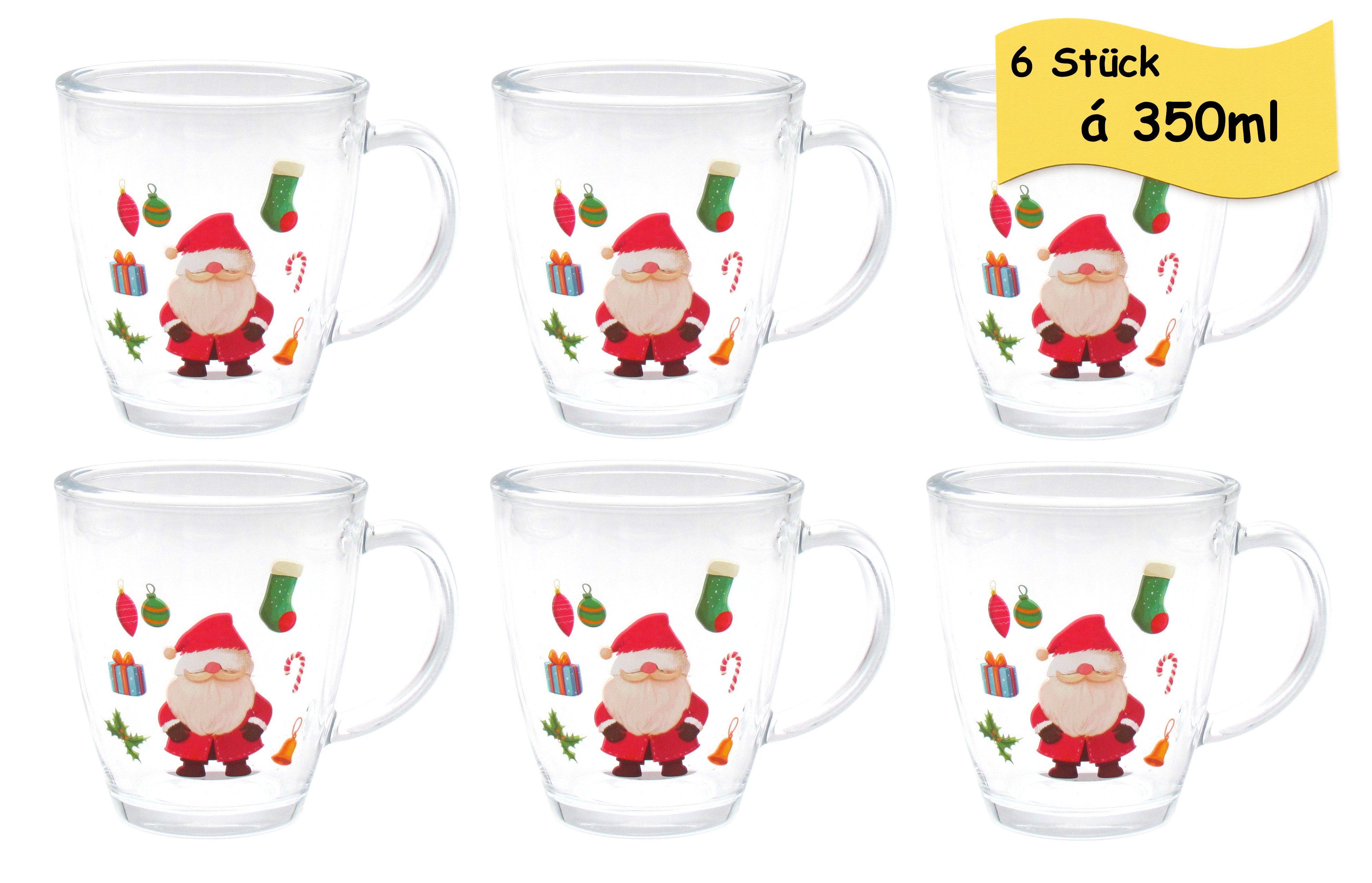 steinwohn Teeglas 6er Set Kinderpunsch- & Glühweingläser 350 ml, dickwandiges Qualitätsglas Mikrowellengeeignet