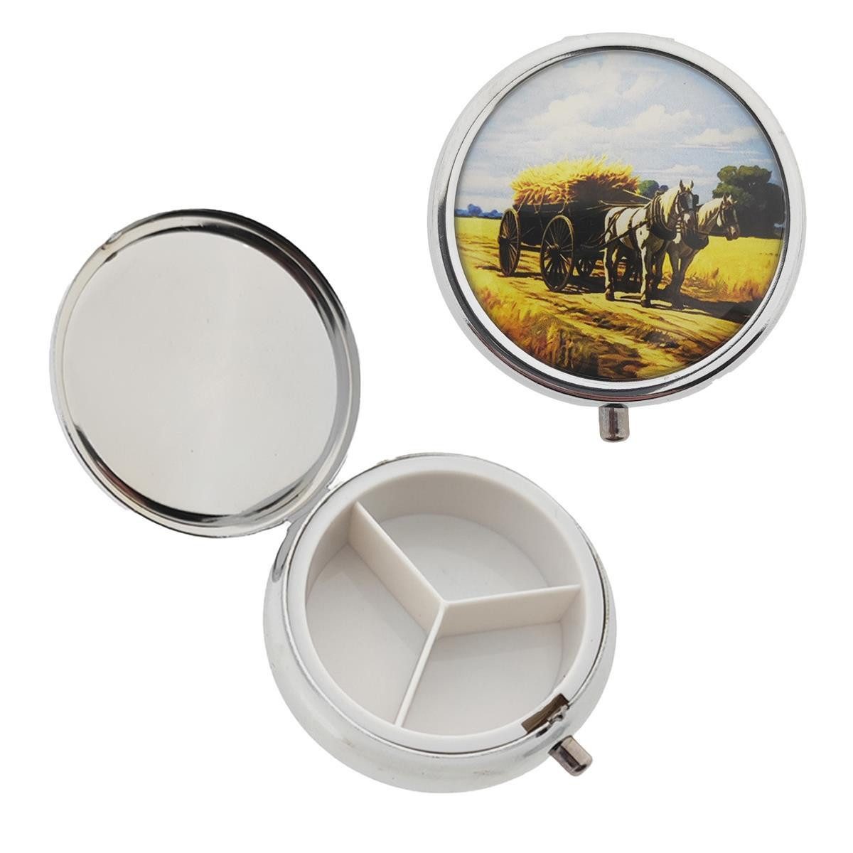 varivendo Pillendose Pillendosen Set Metall 3 Stück Silber Vintage Tablettenbox (Set, 3 St., Pillendosen), pill box Pillenturm Tablettenbox Tablettendosierer Pillenkasten