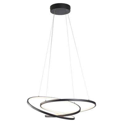 casa NOVA LED Pendelleuchte SPIRO, 1-flammig, Schwarz matt, Metall, Dimmfunktion, LED fest integriert, Extra-Warmweiß, Hängeleuchte, Hängelampe, B 63 x H 150 x T 48 cm