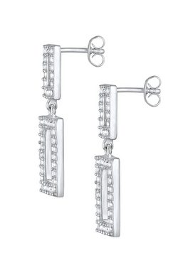Elli Premium Paar Ohrstecker Ohrhänger Kristalle Modern Geo Form 925 Silber, Rechteck