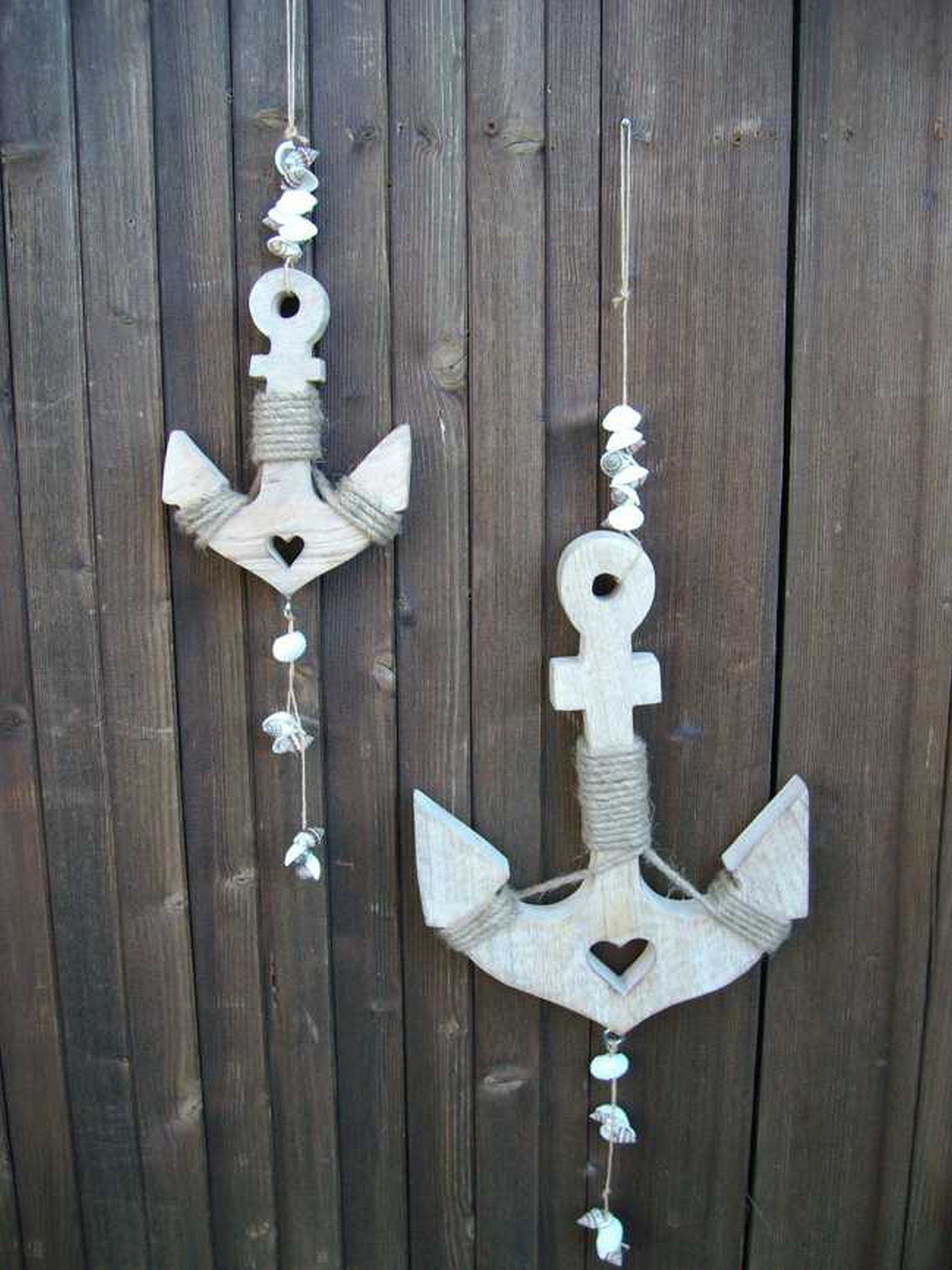 Deko-Impression Dekohänger Maritime Deko, 2 Anker aus Holz Handarbeit, Meer, Küste 28 u. 17 cm (2 St)