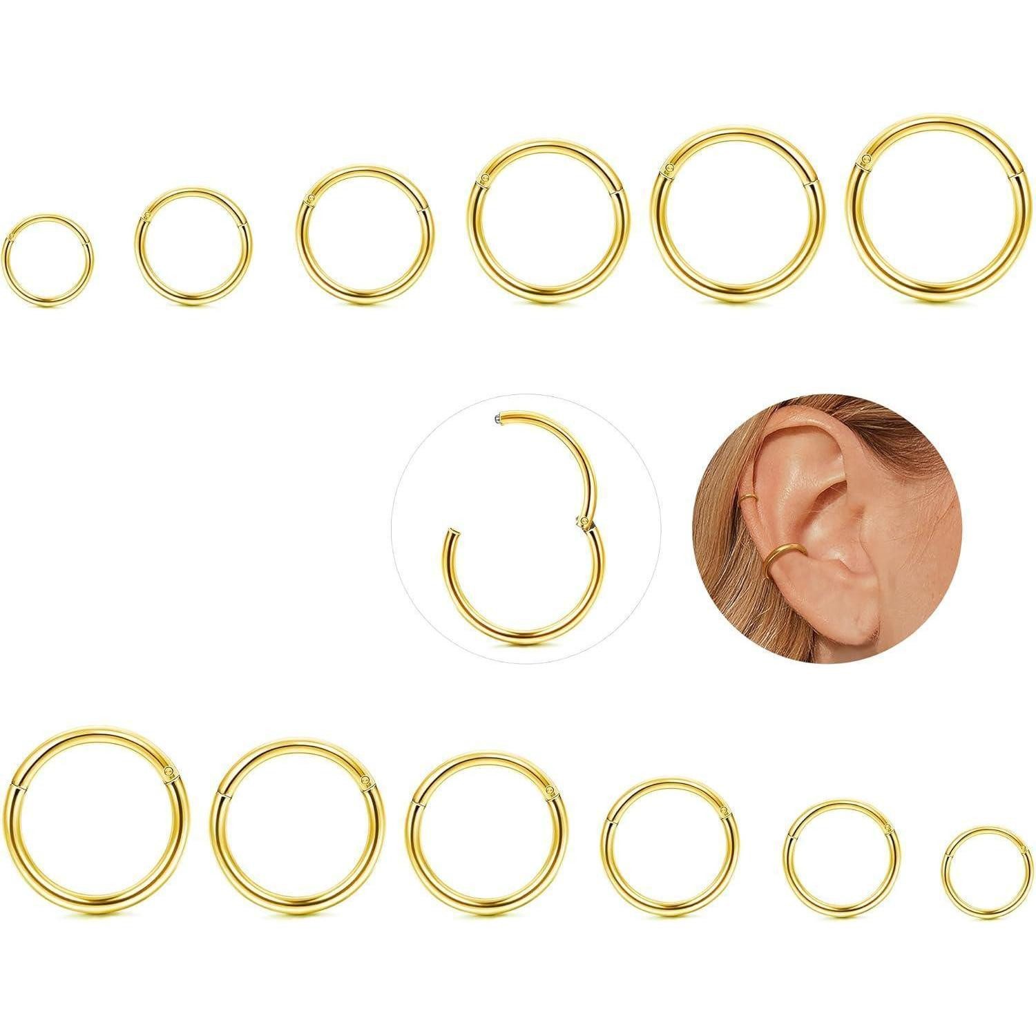 Nasenpiercing 12x Nasenpiercing Ring Helix Piercing 316L Edelstahl 16G 6-16mm
