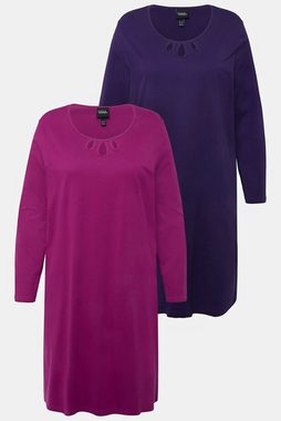 Ulla Popken Bigshirt Bigshirts 2er-Pack Cut-Outs Rundhals Langarm