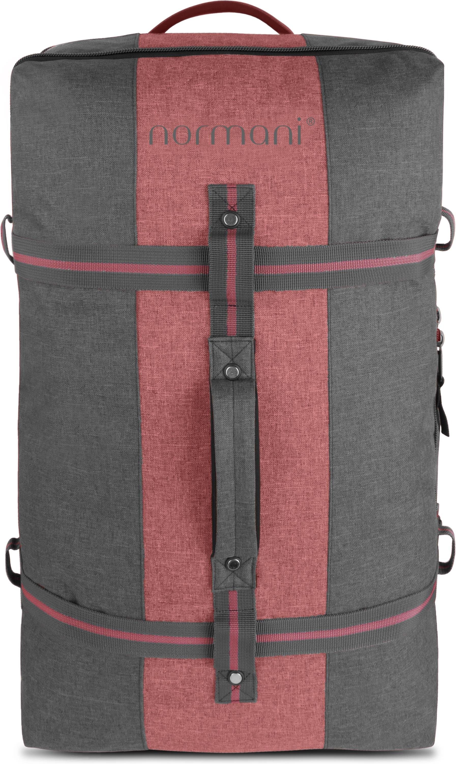 normani Reisetasche 125, clevere Aurori Reisetasche mit Fächeraufteilung Dunkelgrau/Rot Trolley