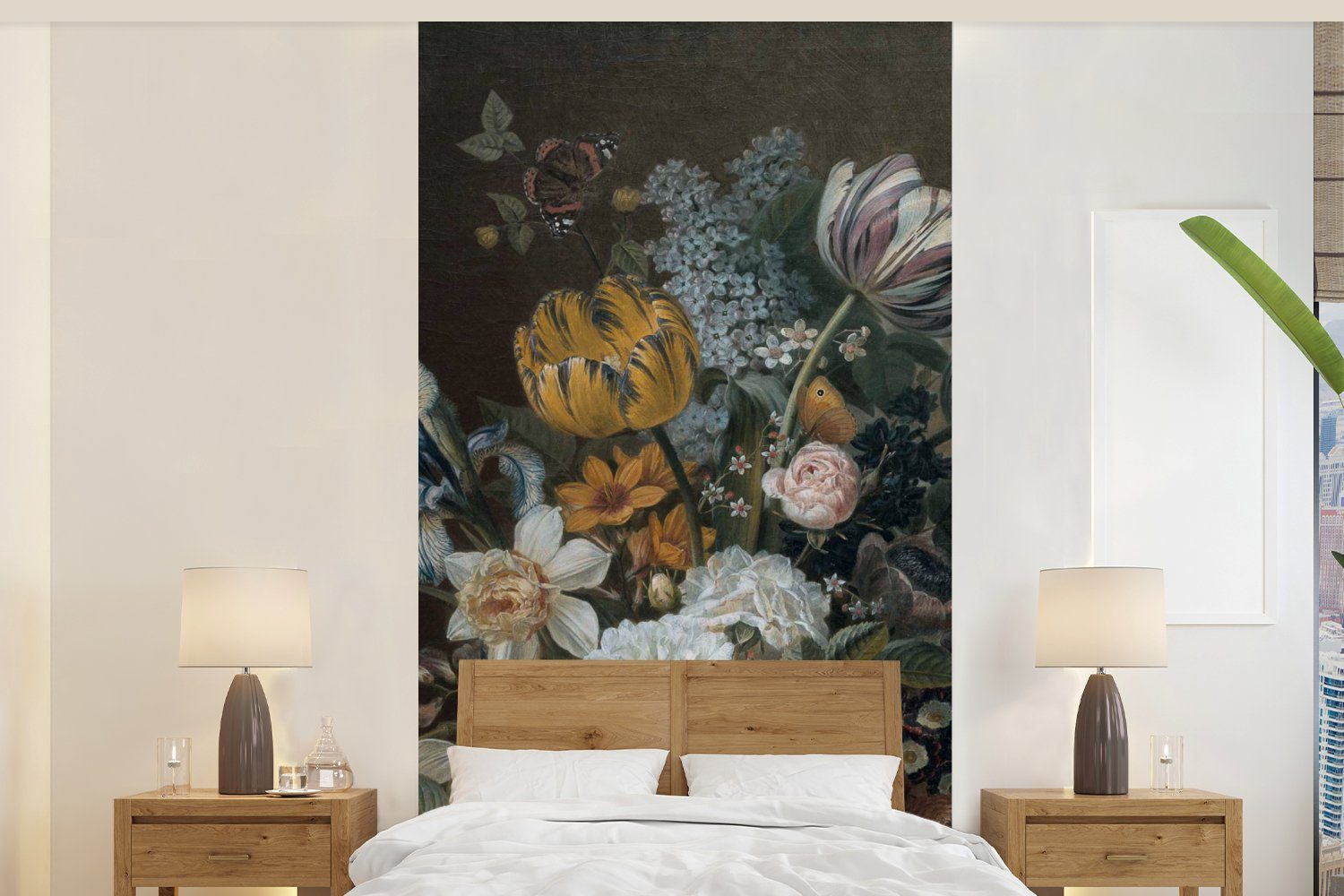 MuchoWow Fototapete Stilleben mit Blumen - Gemälde von Eelke Jelles Eelkema, Matt, bedruckt, (2 St), Vliestapete für Wohnzimmer Schlafzimmer Küche, Fototapete