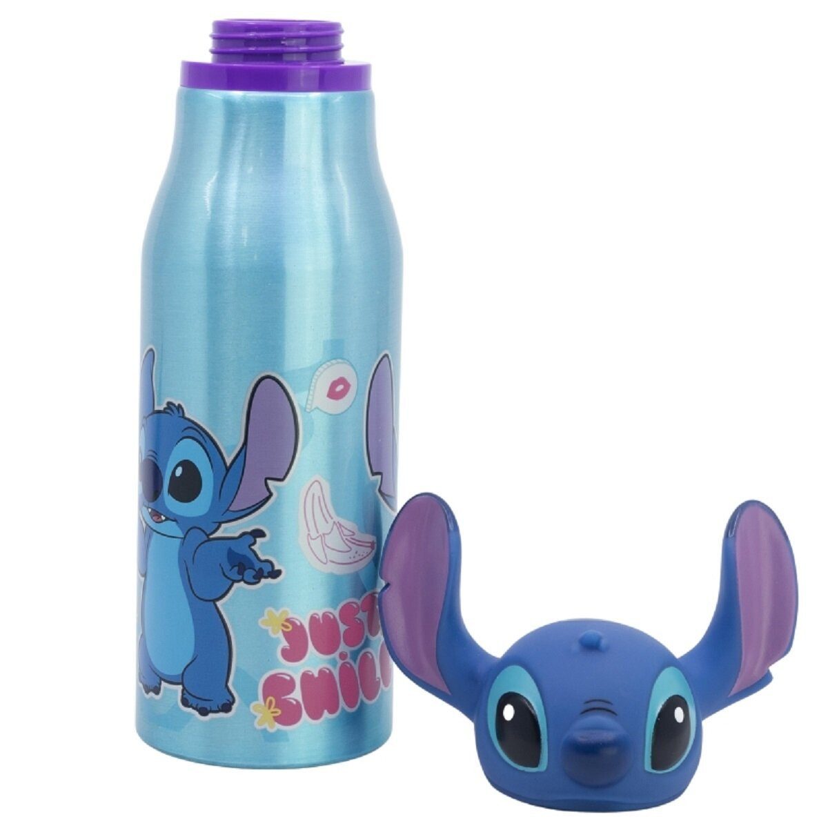 Lilo & Stitch Trinkflasche 3D Figur Trinkflasche Lilo & Stitch 690ml, mit integriertem Strohhalm