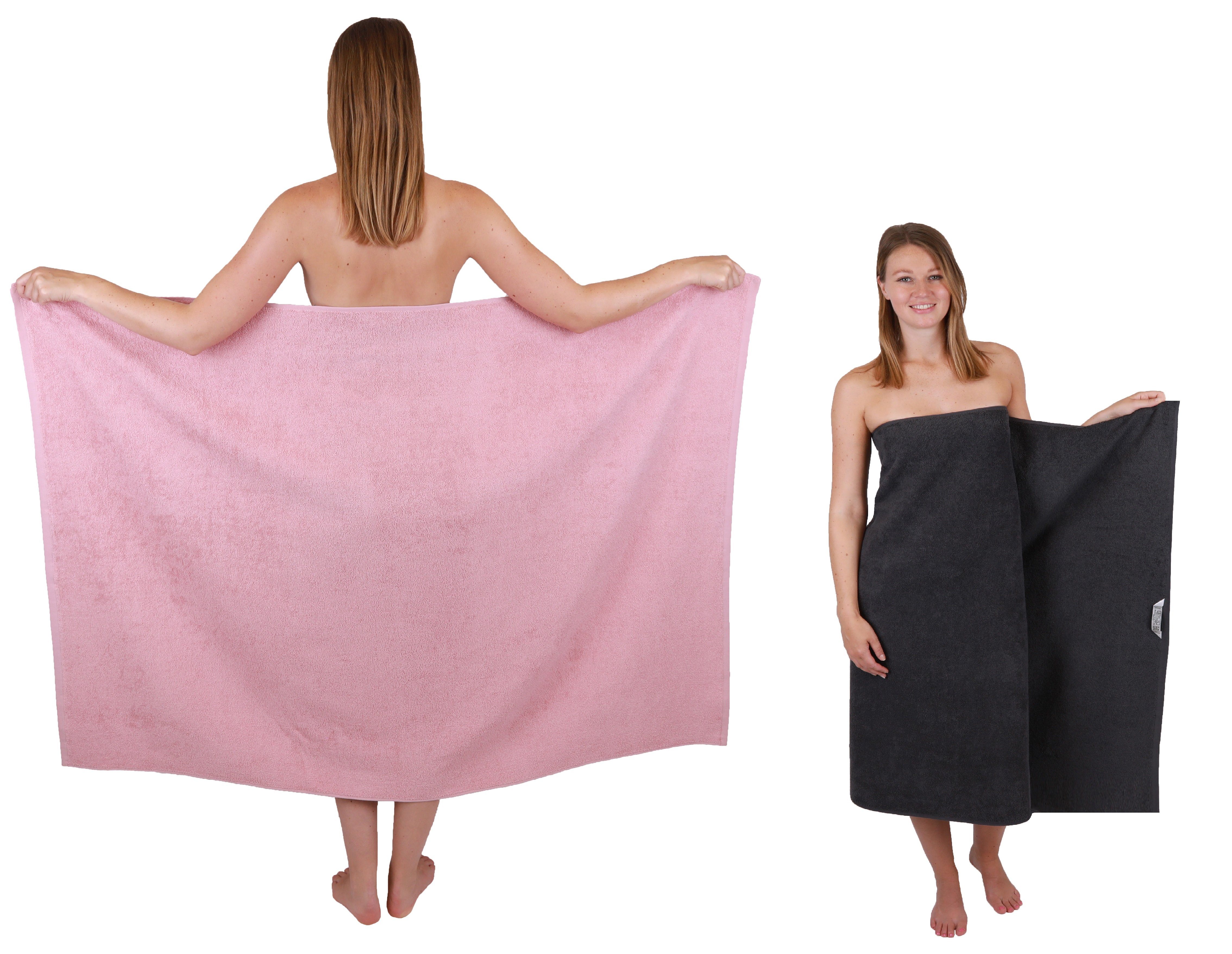 Betz Duschtücher Maxi 2 Stück BERLIN XXL Badetuch 100x150 cm lotus und graphit, 100% Baumwolle (Set)