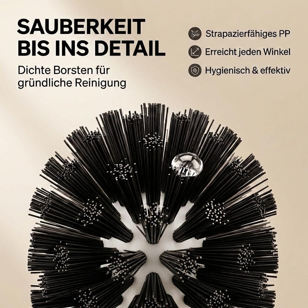 SHD WC-Reinigungsbürste WC Bürste, Klobürste, schwarze Toilettenbürste (3er Set) 35 cm, (Spar-Set, 3-tlg) – Bild 4 von 5