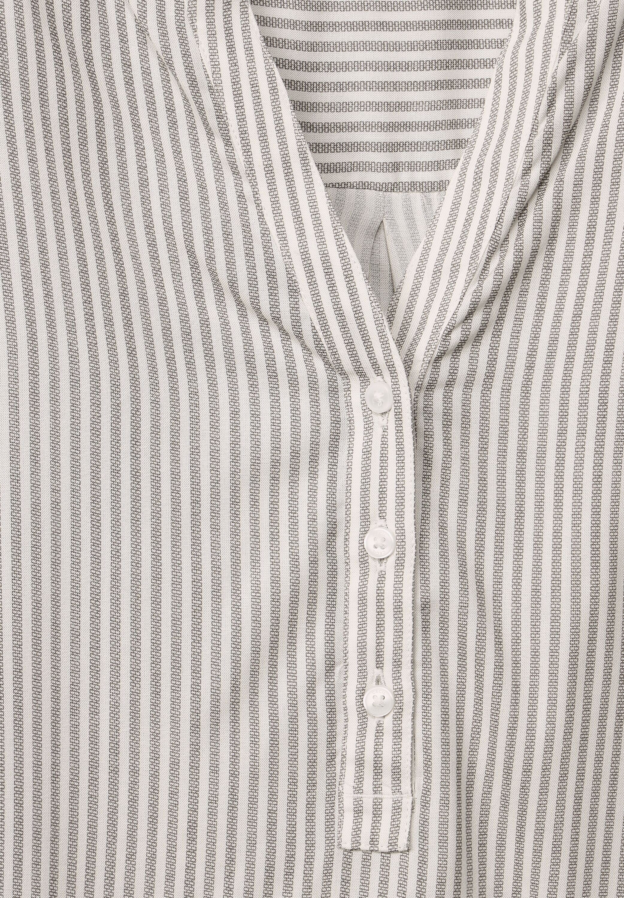 Rundhalsausschnitt mit Langarmbluse light graphit Cecil geschlitztem grey