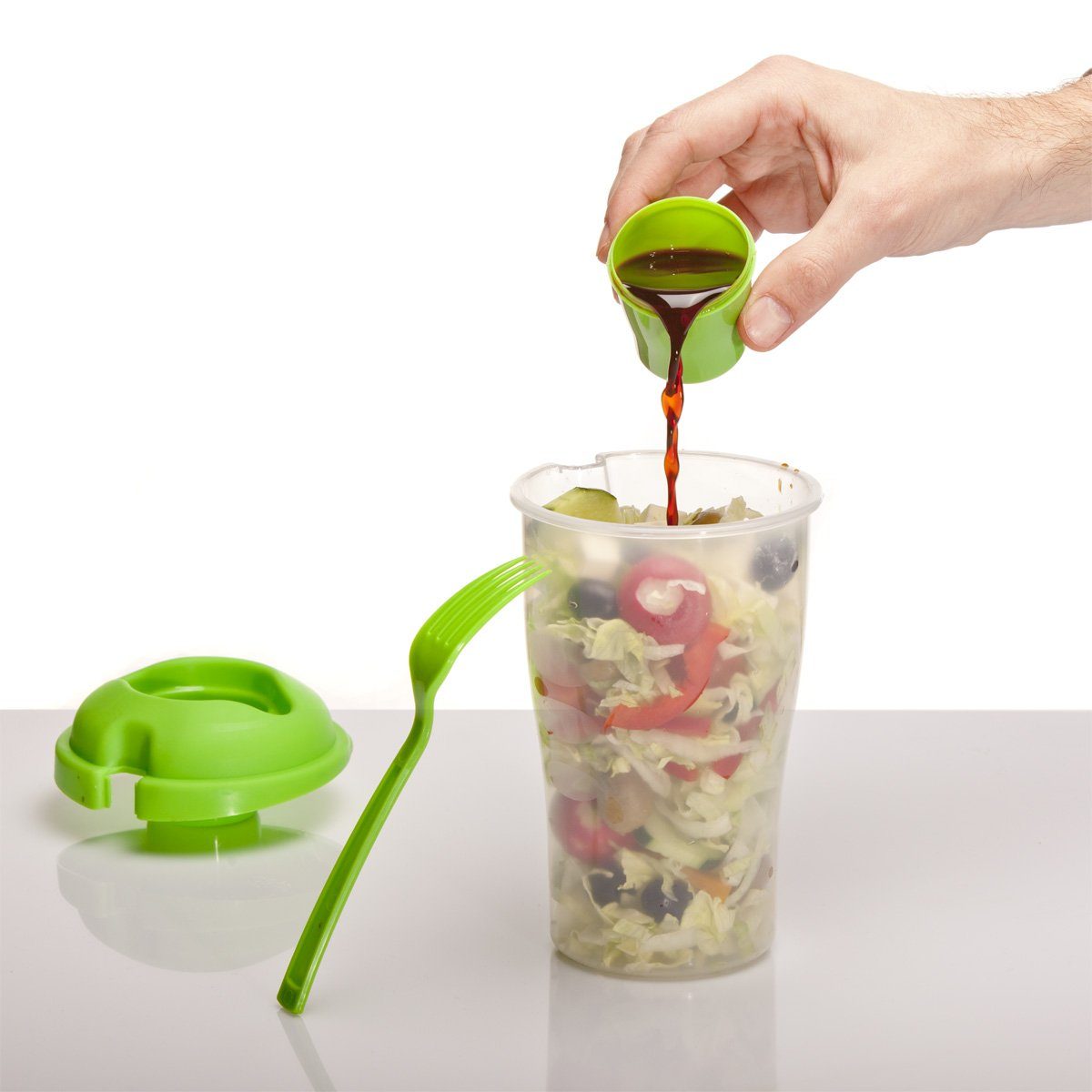 Goods+Gadgets Aufbewahrungsbecher Salat-to-go-Becher, (Salatcup unterwegs mit go 2 für Dressingbehälter)