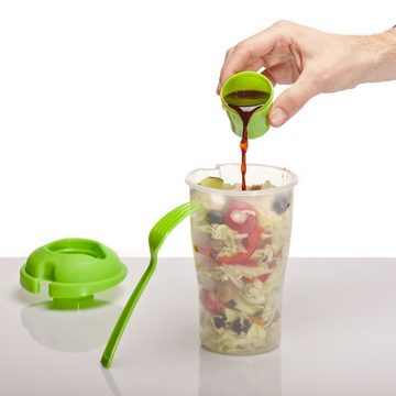 Goods+Gadgets Aufbewahrungsbecher Salat-to-go-Becher, (Salatcup mit Dressingbehälter), 2 go für unterwegs